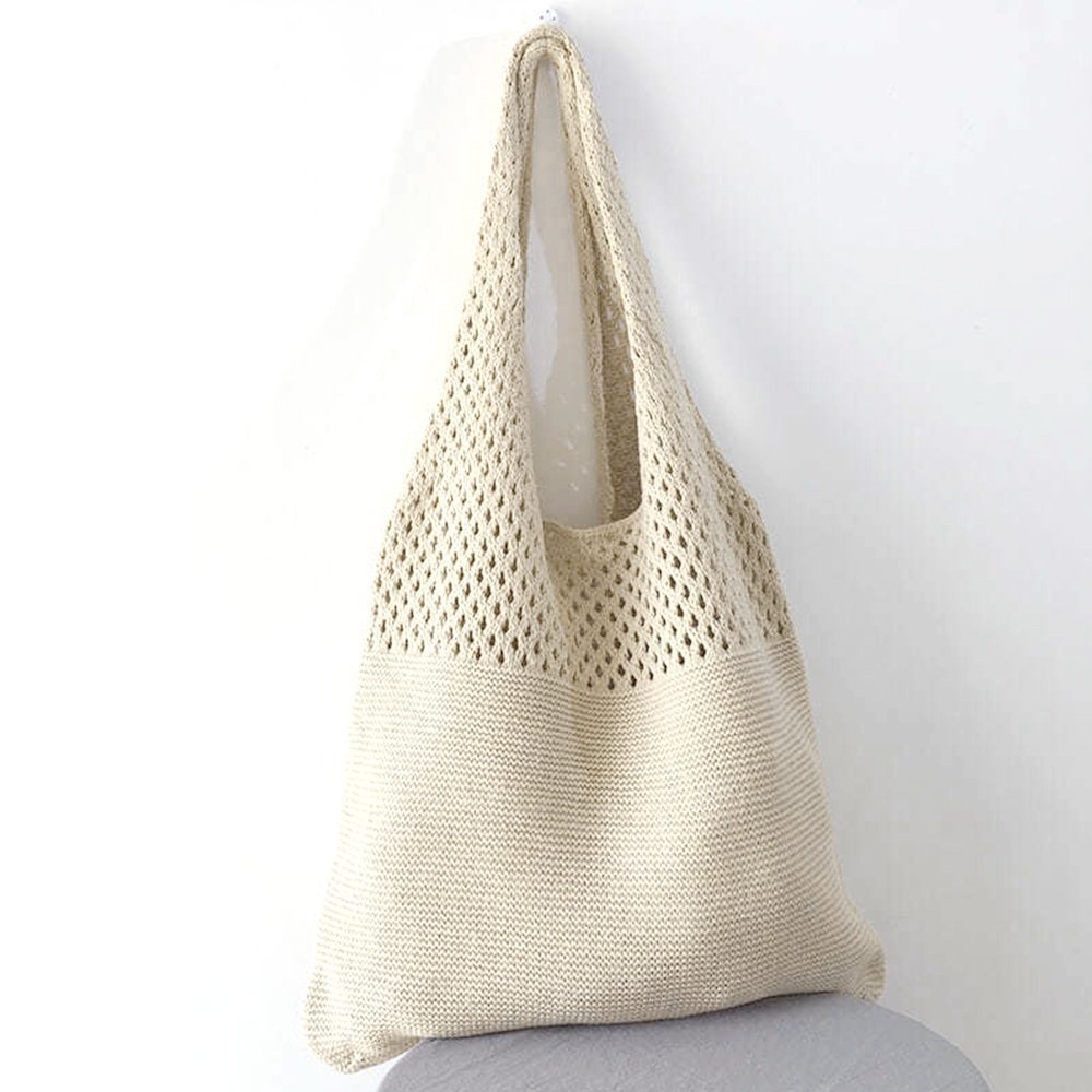 【ミニミニストア/miniministore】のトートバッグ ニット編み バッグ鞄かばん インテリア・キッズ・メンズ・レディースファッション・服の通販 founy(ファニー) 　ファッション　Fashion　レディースファッション　WOMEN　トップス・カットソー　Tops/Tshirt　ニット　Knit Tops　イエロー　Yellow　財布　Wallet　ハンドバッグ　Handbag　パープル　Purple　ポケット　Pocket　無地　Plain Color　ラベンダー　Lavender　くすみベージュ|ID: prp329100004524854 ipo3291000000032004889