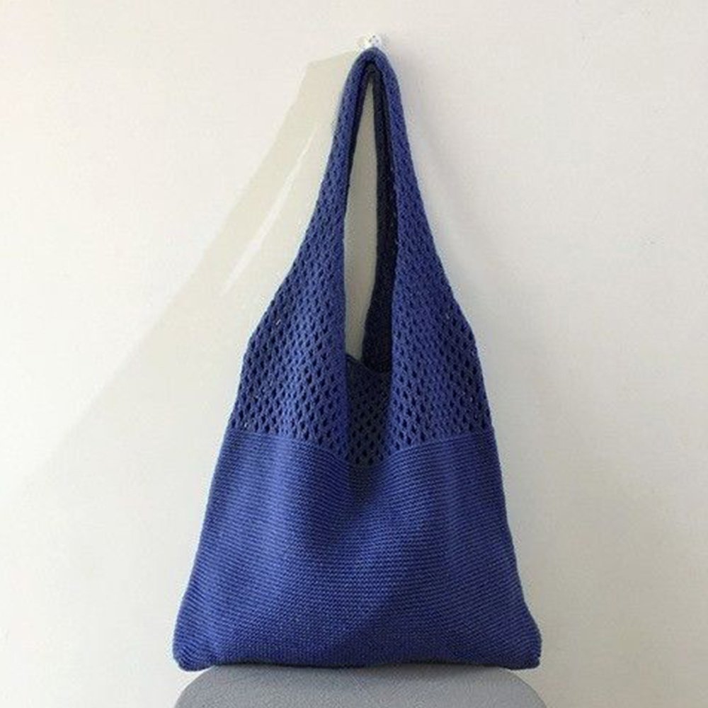 【ミニミニストア/miniministore】のトートバッグ ニット編み バッグ鞄かばん インテリア・キッズ・メンズ・レディースファッション・服の通販 founy(ファニー) 　ファッション　Fashion　レディースファッション　WOMEN　トップス・カットソー　Tops/Tshirt　ニット　Knit Tops　イエロー　Yellow　財布　Wallet　ハンドバッグ　Handbag　パープル　Purple　ポケット　Pocket　無地　Plain Color　ラベンダー　Lavender　ロイヤルブルー|ID: prp329100004524854 ipo3291000000032004892