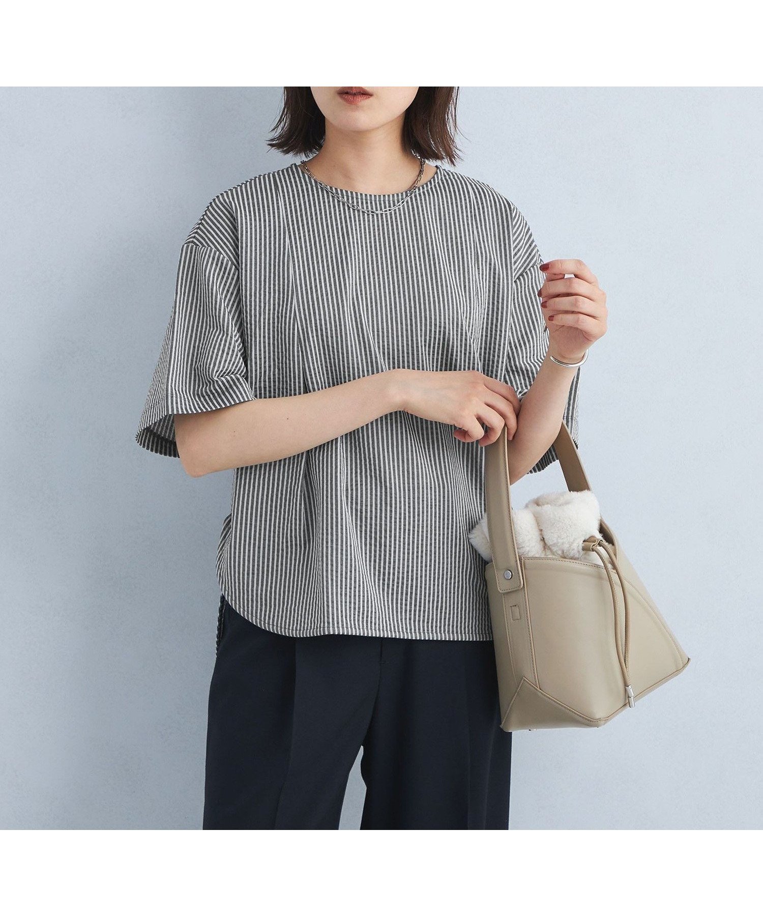 【ユナイテッドアローズ/UNITED ARROWS】のサッカー ドルマン プルオーバー カットソー インテリア・キッズ・メンズ・レディースファッション・服の通販 founy(ファニー) 　ファッション　Fashion　レディースファッション　Fashion for Women　トップス・カットソー　Cut & Sew Tops　カジュアルプルオーバー・ニットトップス　Pullovers & Knit Tops / Casual Pullovers　カットソー・ベーシックTシャツ　Cut-and-Sewn Tops / Stretch Tees & Basics　おすすめ　Recommended / Our Picks　カットソー　Cut and Sewn Top　クール　Cool, Chic　サッカー　Seersucker, Summer Fabric　ビジネス 仕事 通勤　Business / Work / Commuting　夏　Summer　DK.GRAY|ID: prp329100004524858 ipo3291000000033473621
