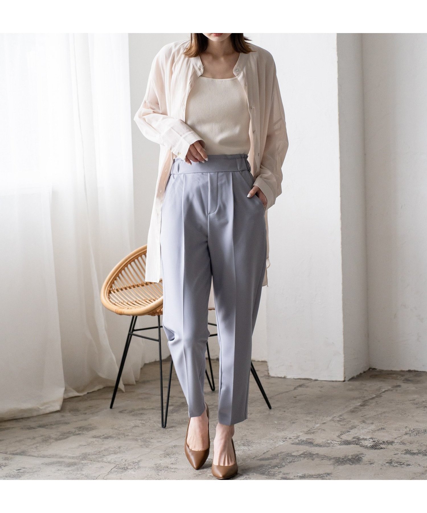 【ヴィータフェリーチェ/VitaFelice】のダブルクロステーパードパンツ インテリア・キッズ・メンズ・レディースファッション・服の通販 founy(ファニー) 　ファッション　Fashion　レディースファッション　WOMEN　パンツ　Pants　オケージョン　Occasion　フィット　Fit　エレガント 上品　Elegant　定番　Standard　ブルーグレー|ID: prp329100004524865 ipo3291000000032004930