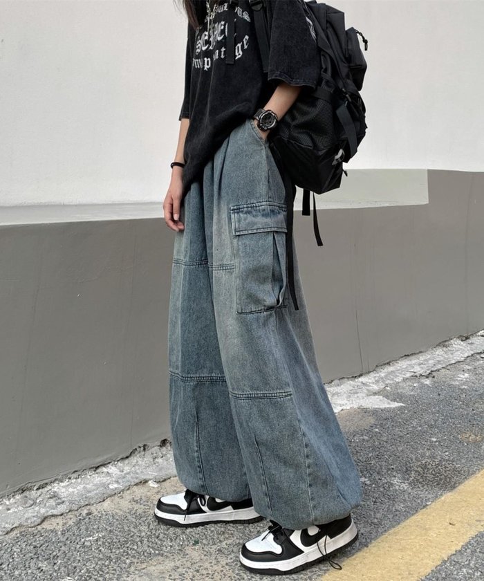 【リバランス/REBALANCE】のREBALANCE/デニムカーゴパンツ_ユニセックス インテリア・キッズ・メンズ・レディースファッション・服の通販 founy(ファニー) https://founy.com/ ファッション Fashion レディースファッション WOMEN パンツ Pants カーゴパンツ Cargo Pants トレンド Trend ルーズ Loose |ID: prp329100004524872 ipo3291000000032004976