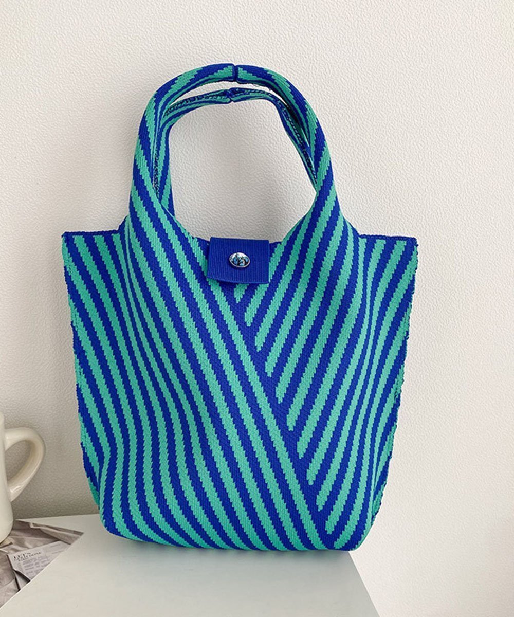 【ミニミニストア/miniministore】のストライプニットバッグ ミニバッグ インテリア・キッズ・メンズ・レディースファッション・服の通販 founy(ファニー) 　ファッション　Fashion　レディースファッション　Fashion for Women　トップス・カットソー　Cut & Sew Tops　ニット　Knit Tops & Sweaters　アクリル　Acrylic Material　オレンジ　Orange　コンパクト　Compact, Small Size　財布　Wallet, Purse　トレンド　Trend, Trending Now　人気　Popular, Best Seller　パープル　Purple, Violet　ポケット　Pocket, Pocket Detail　旅行　Travel　ブルーグリーン|ID: prp329100004524910 ipo3291000000032669732