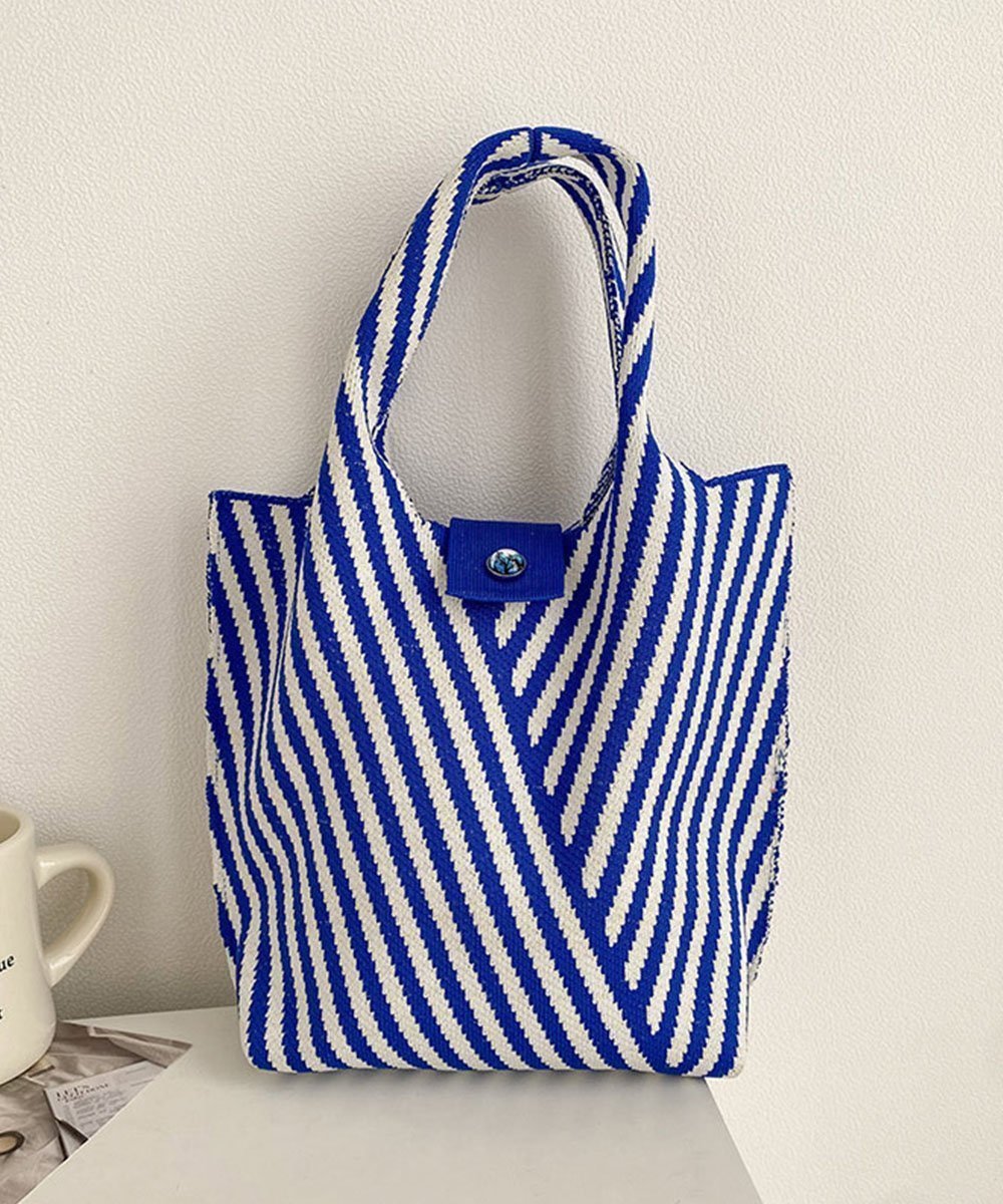 【ミニミニストア/miniministore】のストライプニットバッグ ミニバッグ インテリア・キッズ・メンズ・レディースファッション・服の通販 founy(ファニー) 　ファッション　Fashion　レディースファッション　Fashion for Women　トップス・カットソー　Cut & Sew Tops　ニット　Knit Tops & Sweaters　アクリル　Acrylic Material　オレンジ　Orange　コンパクト　Compact, Small Size　財布　Wallet, Purse　トレンド　Trend, Trending Now　人気　Popular, Best Seller　パープル　Purple, Violet　ポケット　Pocket, Pocket Detail　旅行　Travel　ロイヤルブルー|ID: prp329100004524910 ipo3291000000032669734