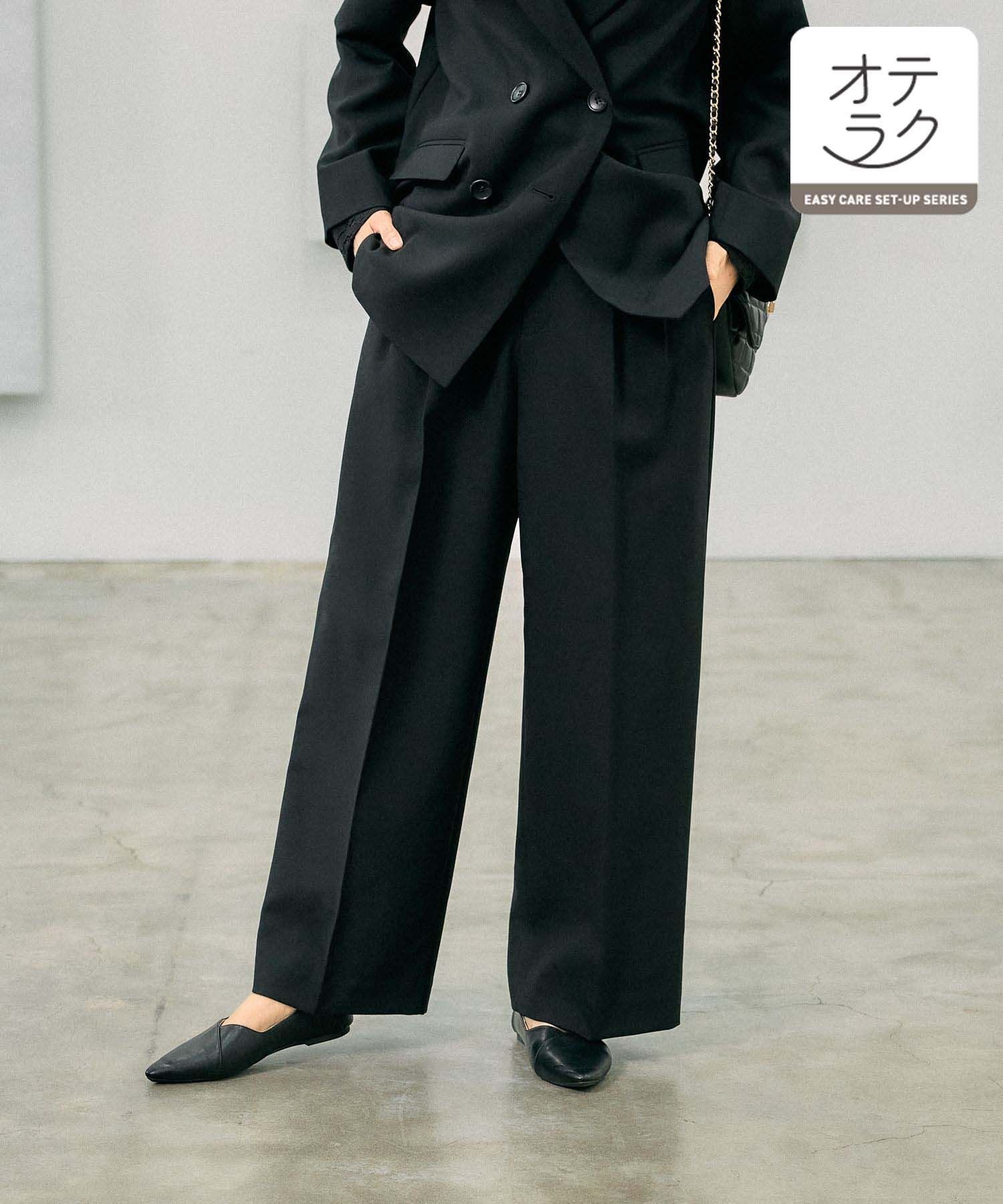 【グローバルワーク/GLOBAL WORK】のお手入れラクラクセットアップ/ワイドパンツ/253482 インテリア・キッズ・メンズ・レディースファッション・服の通販 founy(ファニー) 　ファッション　Fashion　レディースファッション　WOMEN　セットアップ　Setup　パンツ　Pants　ギャザー　Gather　セットアップ　Set Up　センター　Center　ワイド　Wide　楽ちん　Easy　ブラック09|ID: prp329100004524931 ipo3291000000032005270
