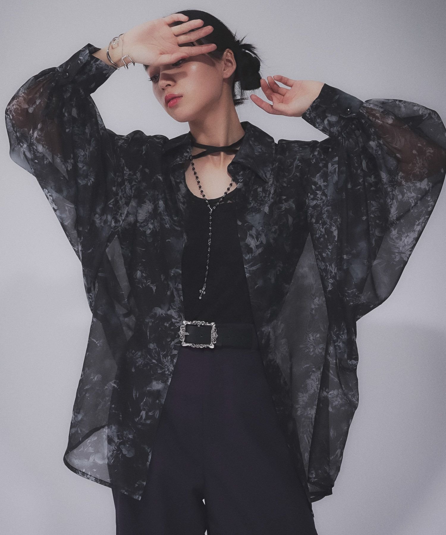 【ハレ/HARE】のARTflowerシアーシャツ インテリア・キッズ・メンズ・レディースファッション・服の通販 founy(ファニー) 　ファッション　Fashion　レディースファッション　WOMEN　トップス・カットソー　Tops/Tshirt　シャツ/ブラウス　Shirts/Blouses　おすすめ　Recommend　グラフィック　Graphic　スリーブ　Sleeve　フラワー　Flower　プリント　Print　羽織　Haori　ブラック09|ID: prp329100004524936 ipo3291000000032005298