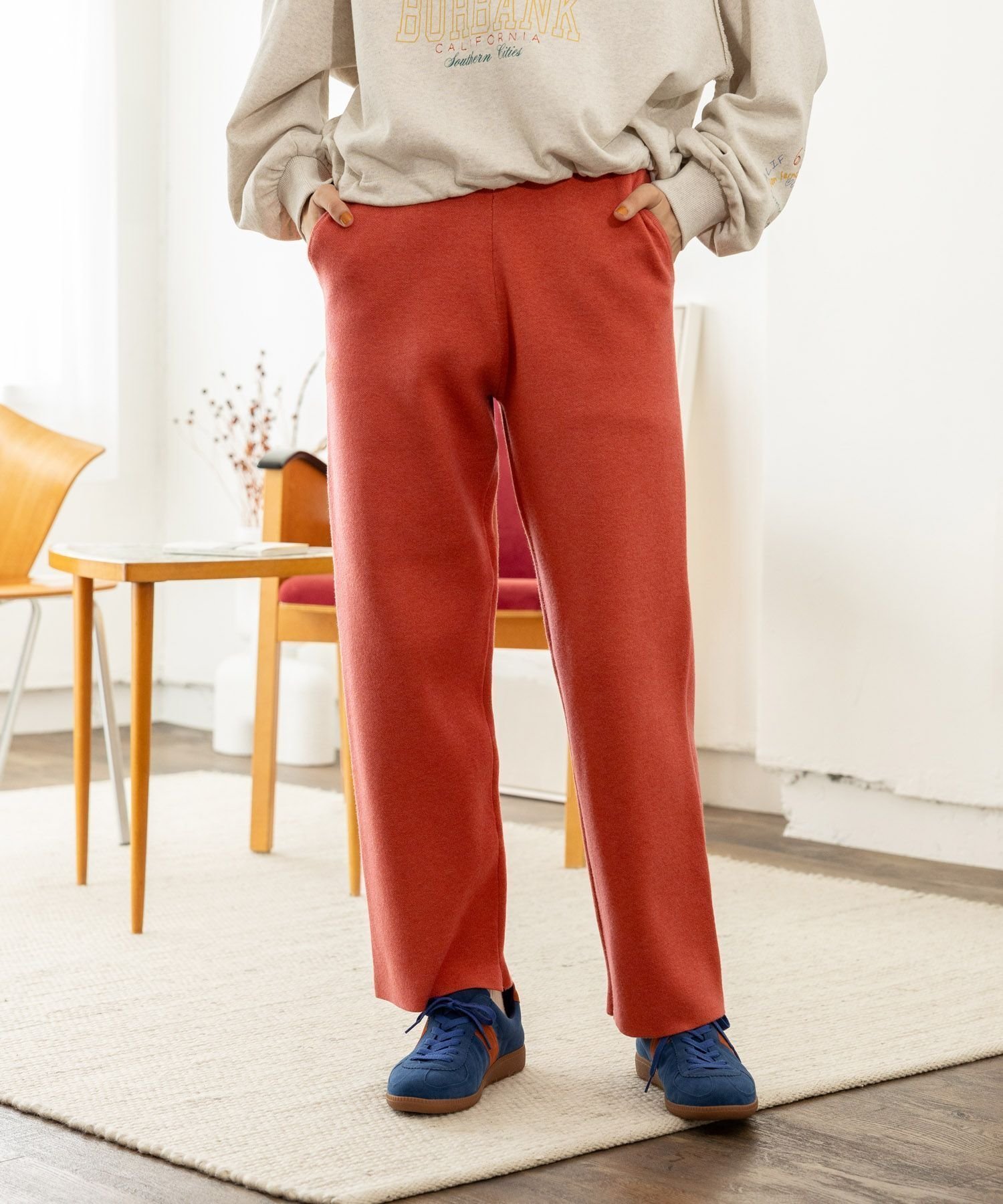 【ニコアンド/niko and】のなめらかタッチニットパンツ インテリア・キッズ・メンズ・レディースファッション・服の通販 founy(ファニー) 　ファッション　Fashion　レディースファッション　WOMEN　パンツ　Pants　おすすめ　Recommend　なめらか　Smooth　ストレート　Straight　ボトム　Bottom　リラックス　Relax　人気　Popularity　無地　Plain Color　オレンジ40|ID: prp329100004524943 ipo3291000000032005350