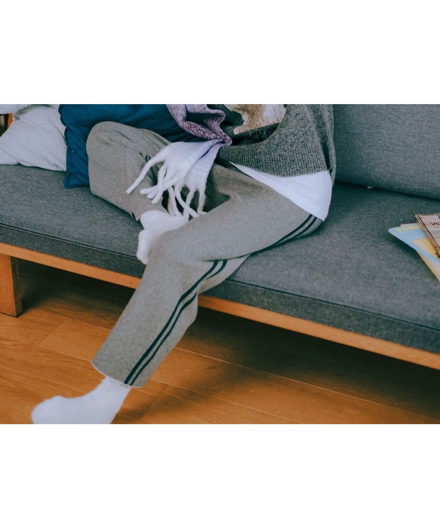 【ニコアンド/niko and】のなめらかタッチニットパンツ インテリア・キッズ・メンズ・レディースファッション・服の通販 founy(ファニー) 　ファッション　Fashion　レディースファッション　WOMEN　パンツ　Pants　おすすめ　Recommend　なめらか　Smooth　ストレート　Straight　ボトム　Bottom　リラックス　Relax　人気　Popularity　無地　Plain Color　ベージュラインツイードライク55|ID: prp329100004524943 ipo3291000000032005356