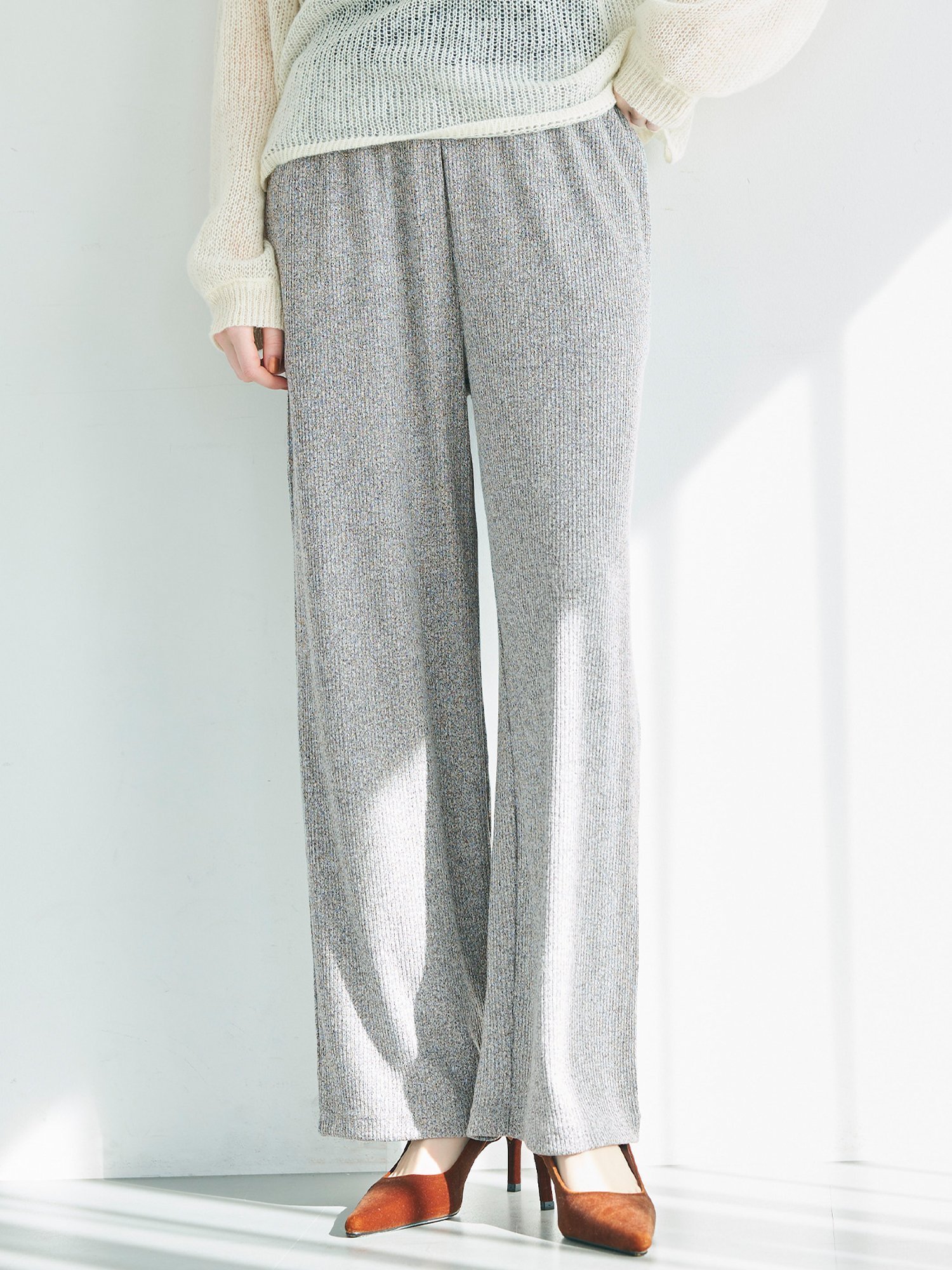 【コカ/COCA】のメランジニットパンツ インテリア・キッズ・メンズ・レディースファッション・服の通販 founy(ファニー) 　ファッション　Fashion　レディースファッション　WOMEN　パンツ　Pants　おすすめ　Recommend　ドローストリング　Drawstring　ポケット　Pocket　メランジ　Melange　リラックス　Relax　ワイド　Wide　エレガント 上品　Elegant　Gray|ID: prp329100004524960 ipo3291000000032005407