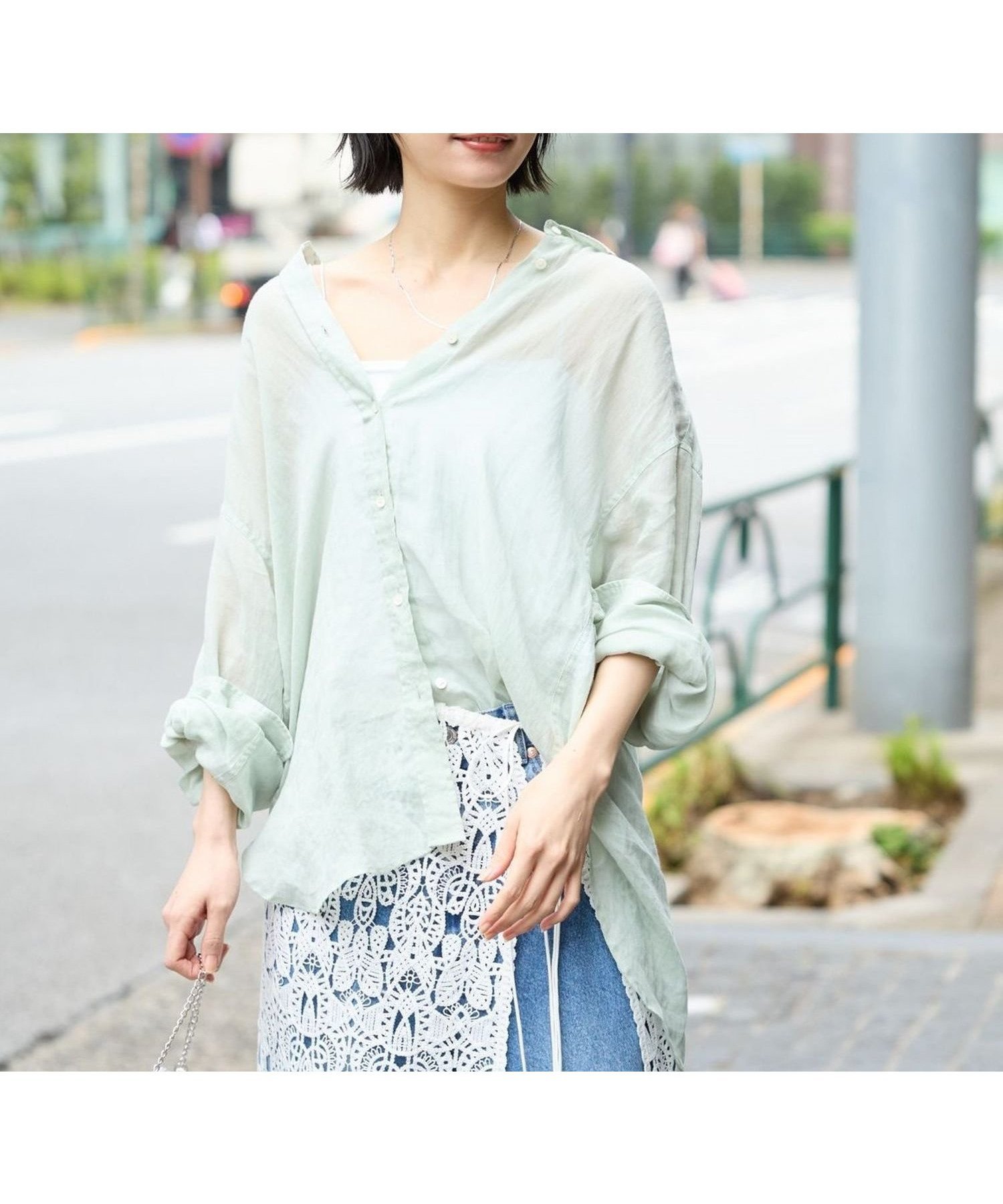 【バビロン/BABYLONE / KIDS】のラミーシアーオーバーシャツ インテリア・キッズ・メンズ・レディースファッション・服の通販 founy(ファニー) 　ファッション　Fashion　キッズファッション　KIDS　インナー　Inner　オレンジ　Orange　キャミソール　Camisole　タンク　Tank　デニム　Denim　パープル　Purple　ベーシック　Basic　羽織　Haori　おすすめ　Recommend　夏　Summer　ミント71|ID: prp329100004525012 ipo3291000000032081041