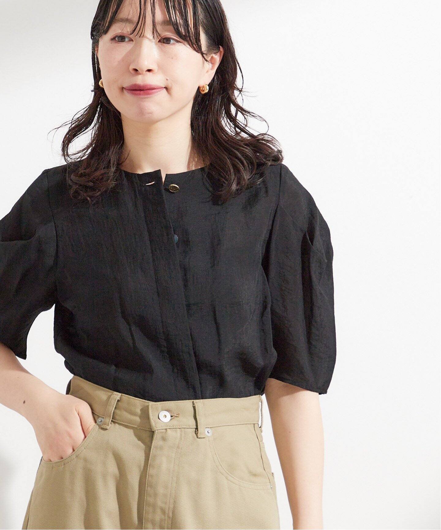 【ジャーナルスタンダード レサージュ/journal standard L'essage】の《追加》IPEKER/ボーダータックハーフスリーブブラウス インテリア・キッズ・メンズ・レディースファッション・服の通販 founy(ファニー) 　ファッション　Fashion　レディースファッション　WOMEN　トップス・カットソー　Tops/Tshirt　シャツ/ブラウス　Shirts/Blouses　2025年　2025　2025春夏・S/S　Ss,Spring/Summer,2025　ブラック|ID: prp329100004525045 ipo3291000000032005777