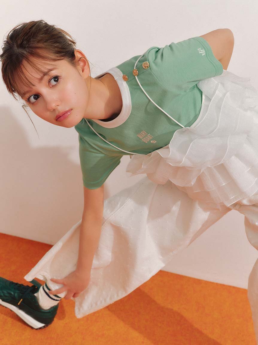 【リリーブラウン/Lily Brown】の【WEB・一部店舗限定カラー】【LILY BROWN×MARY QUANT】クラシックコンパクトTシャツ インテリア・キッズ・メンズ・レディースファッション・服の通販 founy(ファニー) 　ファッション　Fashion　レディースファッション　WOMEN　トップス・カットソー　Tops/Tshirt　シャツ/ブラウス　Shirts/Blouses　ロング / Tシャツ　T-Shirts　クラシック　Classic　コンパクト　Compact　GRN[024]|ID: prp329100004525070 ipo3291000000032005906