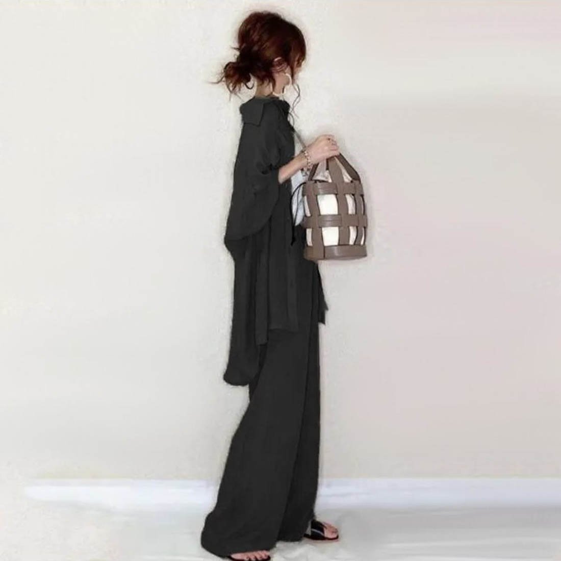 【メゾンドラティール/maison de LATIR】のビッグシャツ ワイドパンツセットアップ インテリア・キッズ・メンズ・レディースファッション・服の通販 founy(ファニー) 　ファッション　Fashion　レディースファッション　WOMEN　セットアップ　Setup　パンツ　Pants　インナー　Inner　ドレープ　Drape　ビッグ　Big　ロング　Long　ワイド　Wide　ブラック|ID: prp329100004525072 ipo3291000000032005912