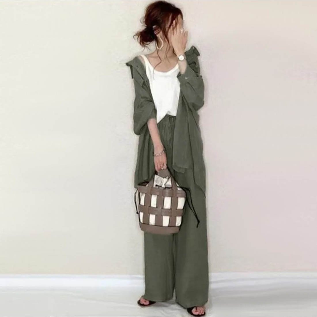 【メゾンドラティール/maison de LATIR】のビッグシャツ ワイドパンツセットアップ インテリア・キッズ・メンズ・レディースファッション・服の通販 founy(ファニー) 　ファッション　Fashion　レディースファッション　WOMEN　セットアップ　Setup　パンツ　Pants　インナー　Inner　ドレープ　Drape　ビッグ　Big　ロング　Long　ワイド　Wide　カーキ|ID: prp329100004525072 ipo3291000000032005914