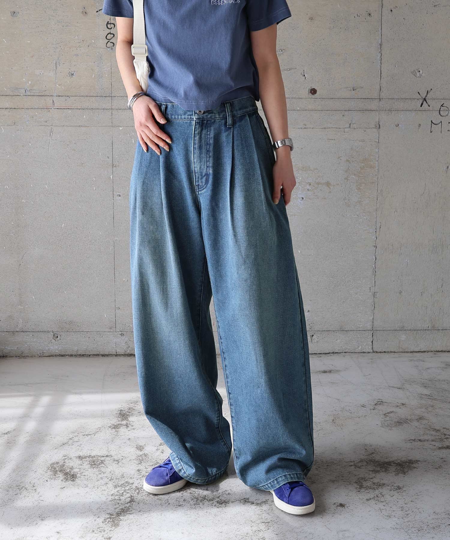 【その他のブランド/Other】のルーズ デニム タック ワイド パンツ ANME アンメ インテリア・キッズ・メンズ・レディースファッション・服の通販 founy(ファニー) 　ファッション　Fashion　レディースファッション　WOMEN　パンツ　Pants　ヴィンテージ　Vintage　ケミカル　Chemical　ツイル　Twill　デニム　Denim　ポケット　Pocket　別注　Special Order　ルーズ　Loose　ワイド　Wide　おすすめ　Recommend　ブルー|ID: prp329100004525084 ipo3291000000032005967