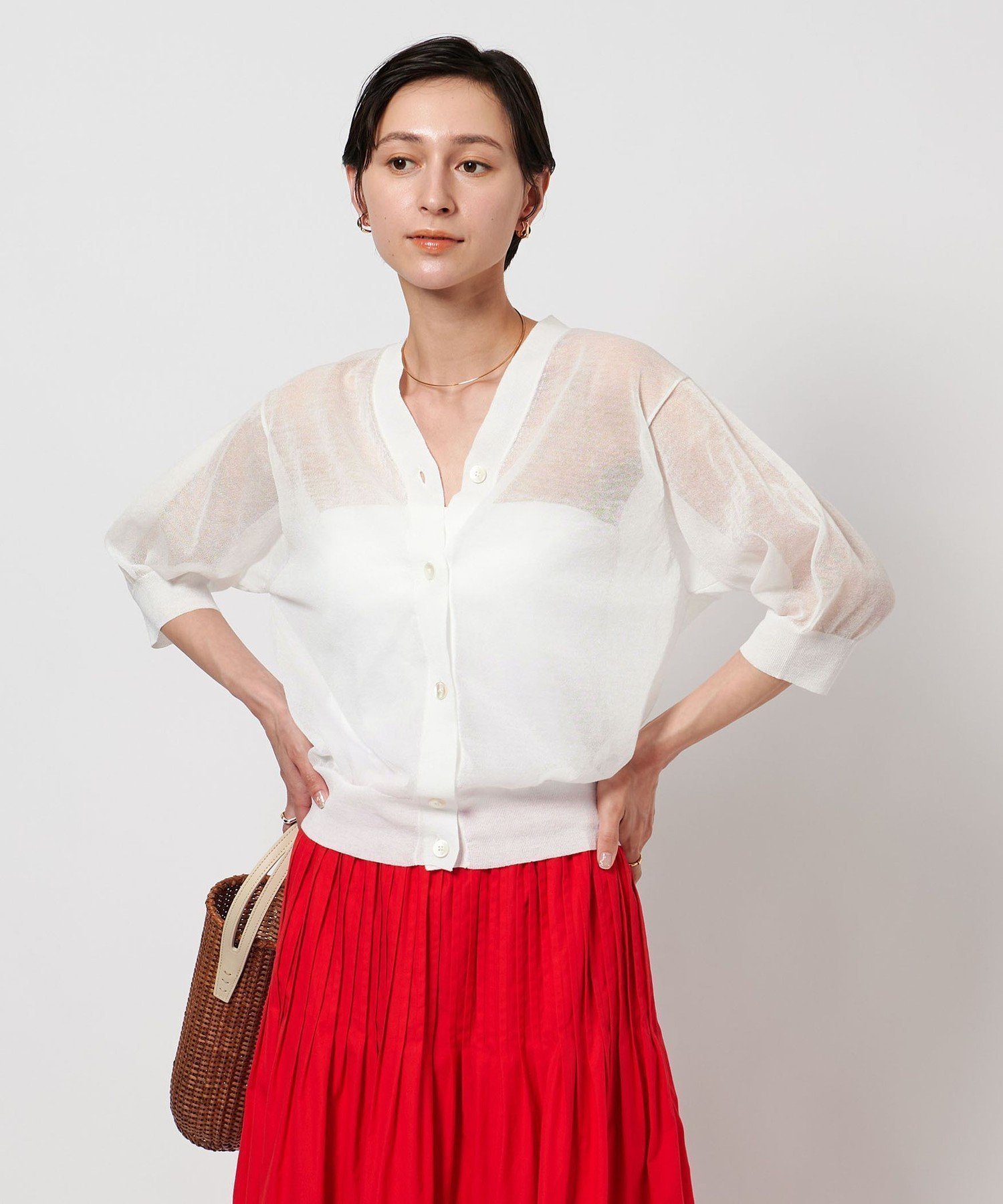 【ユナイテッドアローズ/UNITED ARROWS】のシアー Vネック カーディガン 5SL インテリア・キッズ・メンズ・レディースファッション・服の通販 founy(ファニー) 　ファッション　Fashion　レディースファッション　Ladies' Fashion Online　トップス・カットソー　Tops/Tshirt　カーディガン　Cardigans　Vネック　V-Neck　カーディガン　Cardigan　クラシック　Classic　シアー　Sheer　ノースリーブ　No Sleeve　ベーシック　Basic　羽織　Haori　WHITE|ID: prp329100004525132 ipo3291000000032620591
