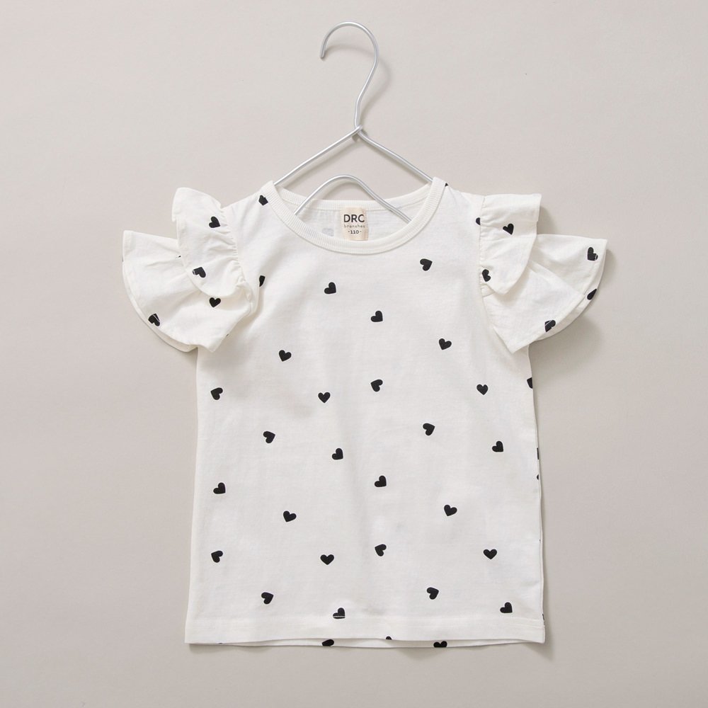 【ブランシェス/branshes / KIDS】の【WEB限定/DRC/綿100%】肩あきフリル半袖Tシャツ インテリア・キッズ・メンズ・レディースファッション・服の通販 founy(ファニー) 　ファッション　Fashion　キッズファッション　KIDS　おすすめ　Recommend　フリル　Frills　半袖　Short Sleeve　吸水　Water Absorption　91:ハートドット|ID: prp329100004525219 ipo3291000000032006524