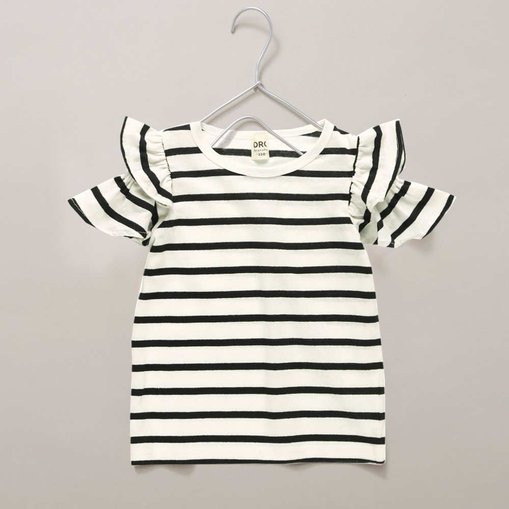 【ブランシェス/branshes / KIDS】の【WEB限定/DRC/綿100%】肩あきフリル半袖Tシャツ インテリア・キッズ・メンズ・レディースファッション・服の通販 founy(ファニー) 　ファッション　Fashion　キッズファッション　KIDS　おすすめ　Recommend　フリル　Frills　半袖　Short Sleeve　吸水　Water Absorption　92:ボーダー|ID: prp329100004525219 ipo3291000000032006525