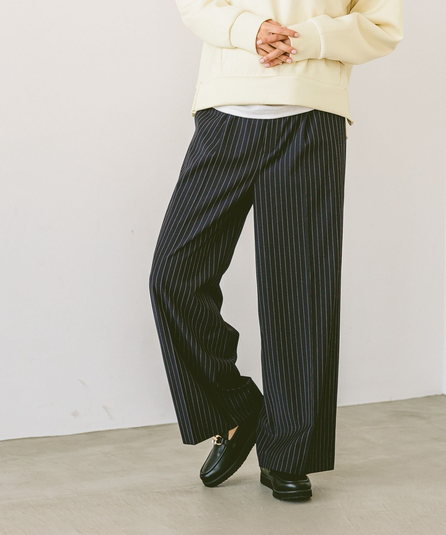【グローバルワーク/GLOBAL WORK】のウツクシルエットプレミアムワイドパンツ/252422 インテリア・キッズ・メンズ・レディースファッション・服の通販 founy(ファニー) 　ファッション　Fashion　レディースファッション　WOMEN　パンツ　Pants　ジャケット　Jacket　ストレッチ　Stretch　スリム　Slim　センター　Center　ダブル　Double　フレア　Flare　プレミアム　Premium　ワイド　Wide　ネイビーストライプ89|ID: prp329100004525235 ipo3291000000032006598