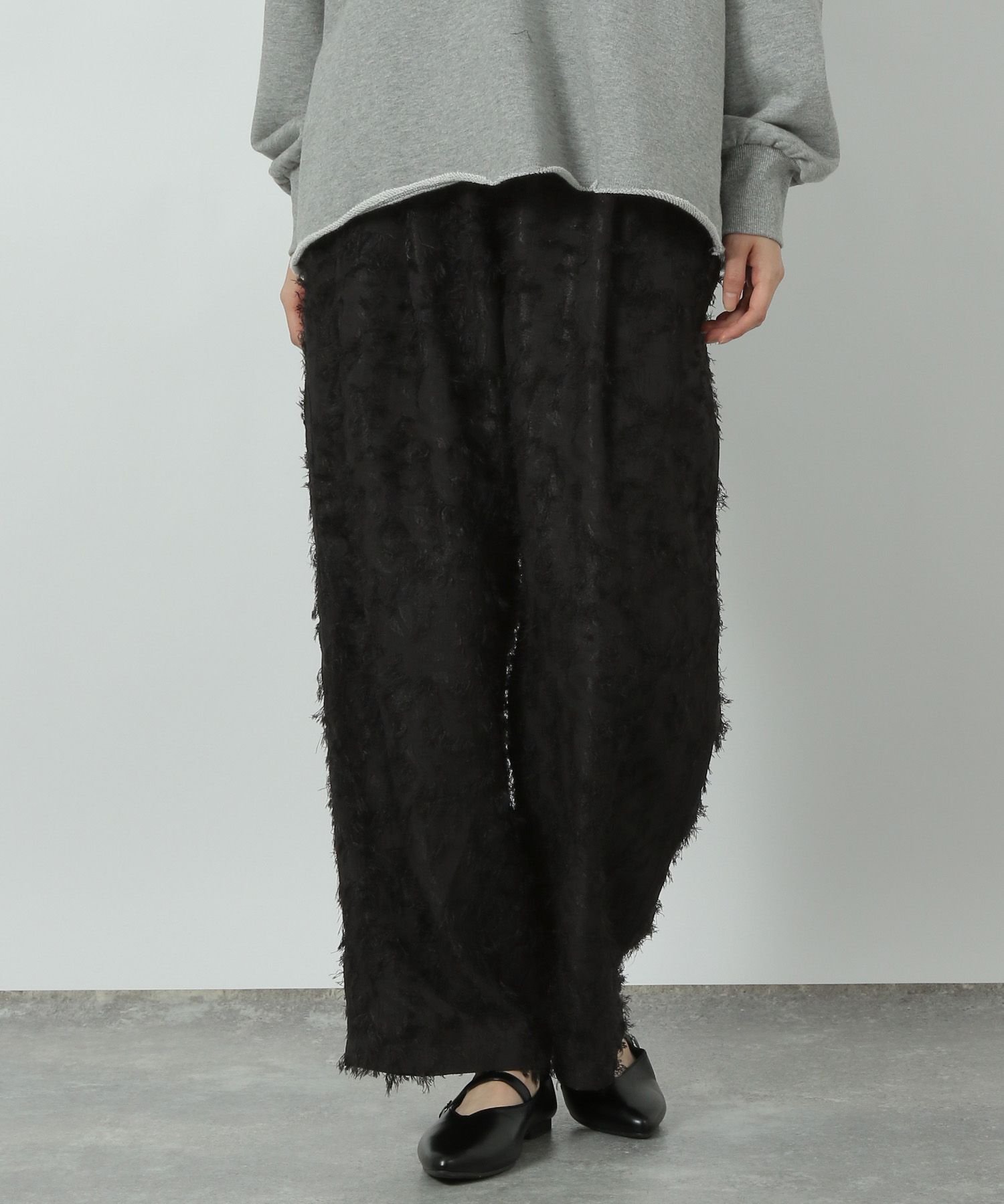 【ラコレ/LAKOLE】のカットジャガードパンツ インテリア・キッズ・メンズ・レディースファッション・服の通販 founy(ファニー) 　ファッション　Fashion　レディースファッション　WOMEN　パンツ　Pants　カットジャガード　Cut Jacquard　フラット　Flat　フロント　Front　ブラック|ID: prp329100004525243 ipo3291000000032006618
