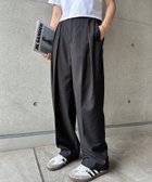 【その他のブランド/Other】の無地 ストライプ 2タック スラックス ワイド パンツ ブラック|ID: prp329100004525259 ipo3291000000032006685