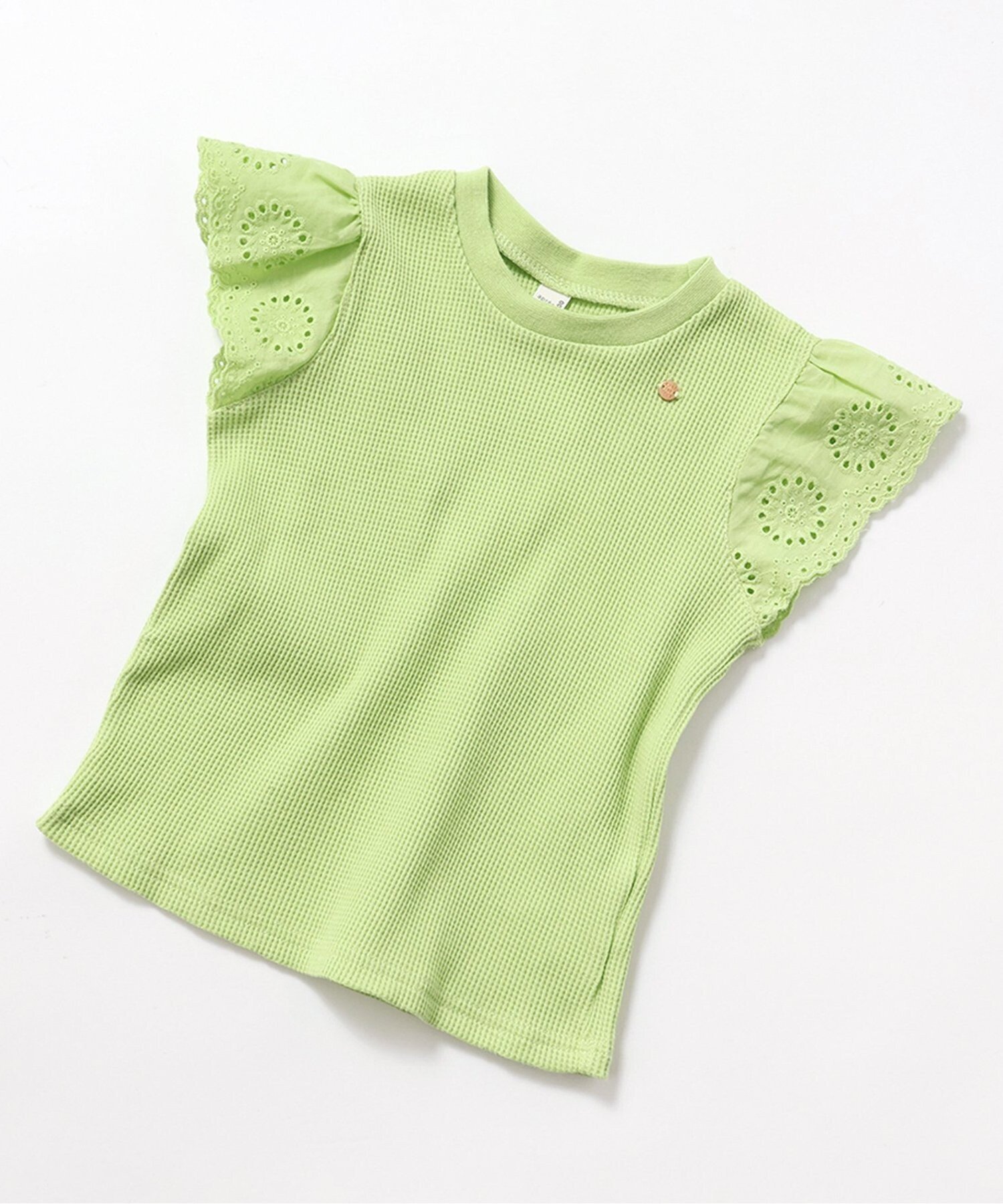 【その他のブランド/Other】のワッフルレース・フリルTシャツ インテリア・キッズ・メンズ・レディースファッション・服の通販 founy(ファニー) 　ファッション　Fashion　キッズファッション　KIDS　フリル　Frills　レース　Race　ワッフル　Waffle　半袖　Short Sleeve　ミント|ID: prp329100004525268 ipo3291000000032061101
