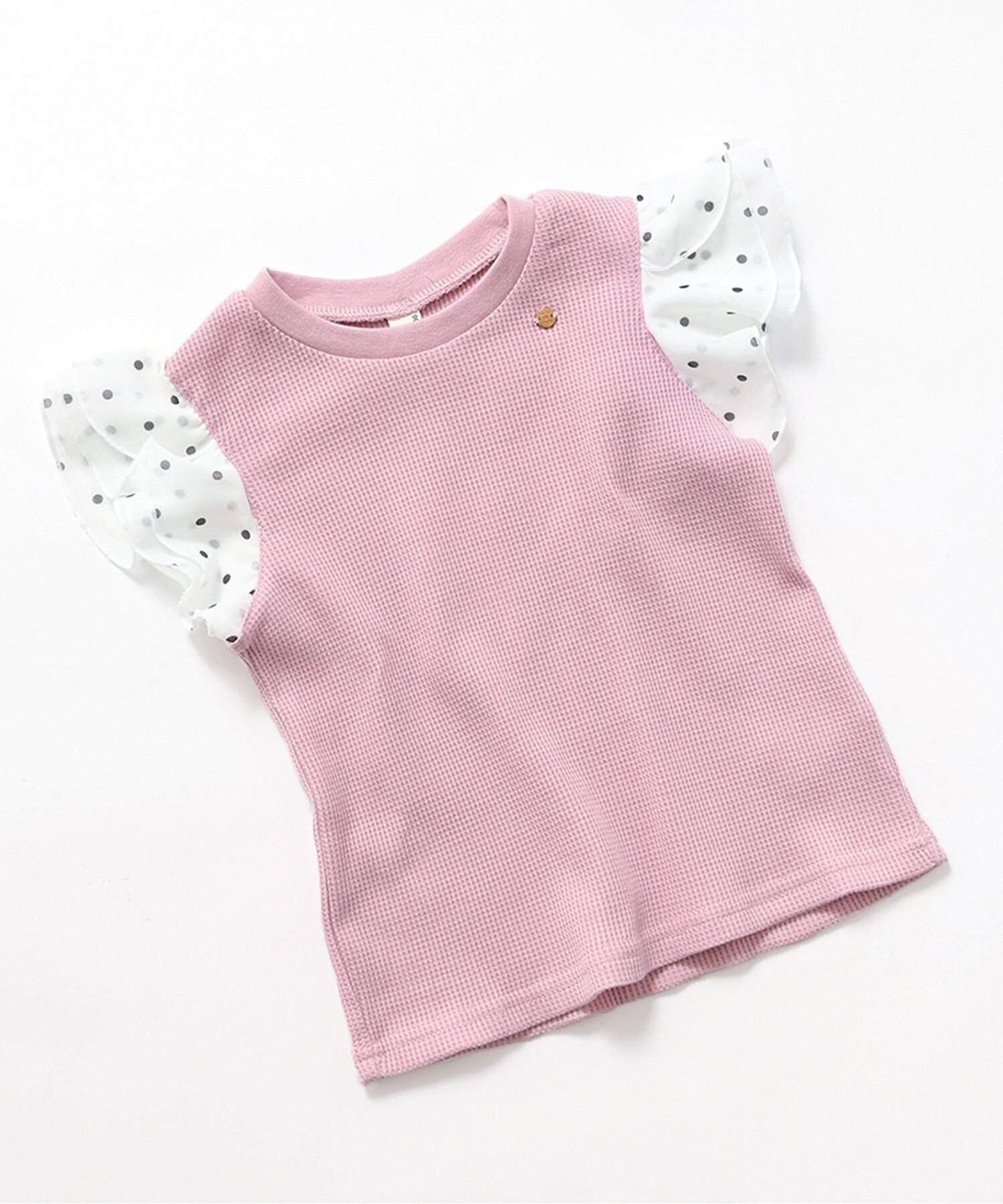 【その他のブランド/Other】のワッフルレース・フリルTシャツ インテリア・キッズ・メンズ・レディースファッション・服の通販 founy(ファニー) 　ファッション　Fashion　キッズファッション　KIDS　フリル　Frills　レース　Race　ワッフル　Waffle　半袖　Short Sleeve　ピンク|ID: prp329100004525268 ipo3291000000032061103