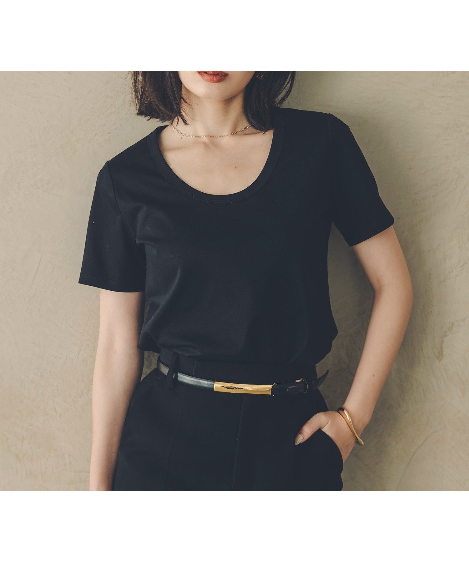 【アニュアンス/anuans】のシルクタッチコットンUネックT インテリア・キッズ・メンズ・レディースファッション・服の通販 founy(ファニー) 　ファッション　Fashion　レディースファッション　Fashion for Women　シルク　Silk, 100% Silk　シルケット　Silket, Silky Cotton　定番　Standard, Basic Item　プレート　Plate, Dish　ベーシック　Basic, Essential　2024年　2024　2024春夏・S/S　Spring/Summer 2024 SS24　エレガント 上品　Elegant　BLACK|ID: prp329100004525275 ipo3291000000032497117