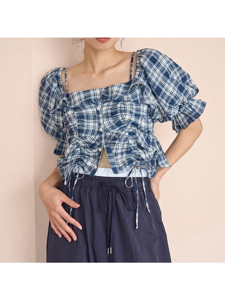 【スナイデル/SNIDEL】のクロップドバリエブラウス インテリア・キッズ・メンズ・レディースファッション・服の通販 founy(ファニー) 　ファッション　Fashion　レディースファッション　WOMEN　トップス・カットソー　Tops/Tshirt　シャツ/ブラウス　Shirts/Blouses　ウェーブ　Wave　オフショル　Off Shoulder　ガーリー　Girly　キャミソール　Camisole　ギャザー　Gather　クロップド　Cropped　シャーリング　Shirring　スポーティ　Sporty　チェック　Check　チュール　Tulle　デニム　Denim　バルーン　Balloon　フィット　Fit　フリル　Frills　フレア　Flare　無地　Plain Color　ラップ　Wrap　ワイド　Wide　ワッシャー　Washer　おすすめ　Recommend　NVY[089]|ID: prp329100004525285 ipo3291000000032409353