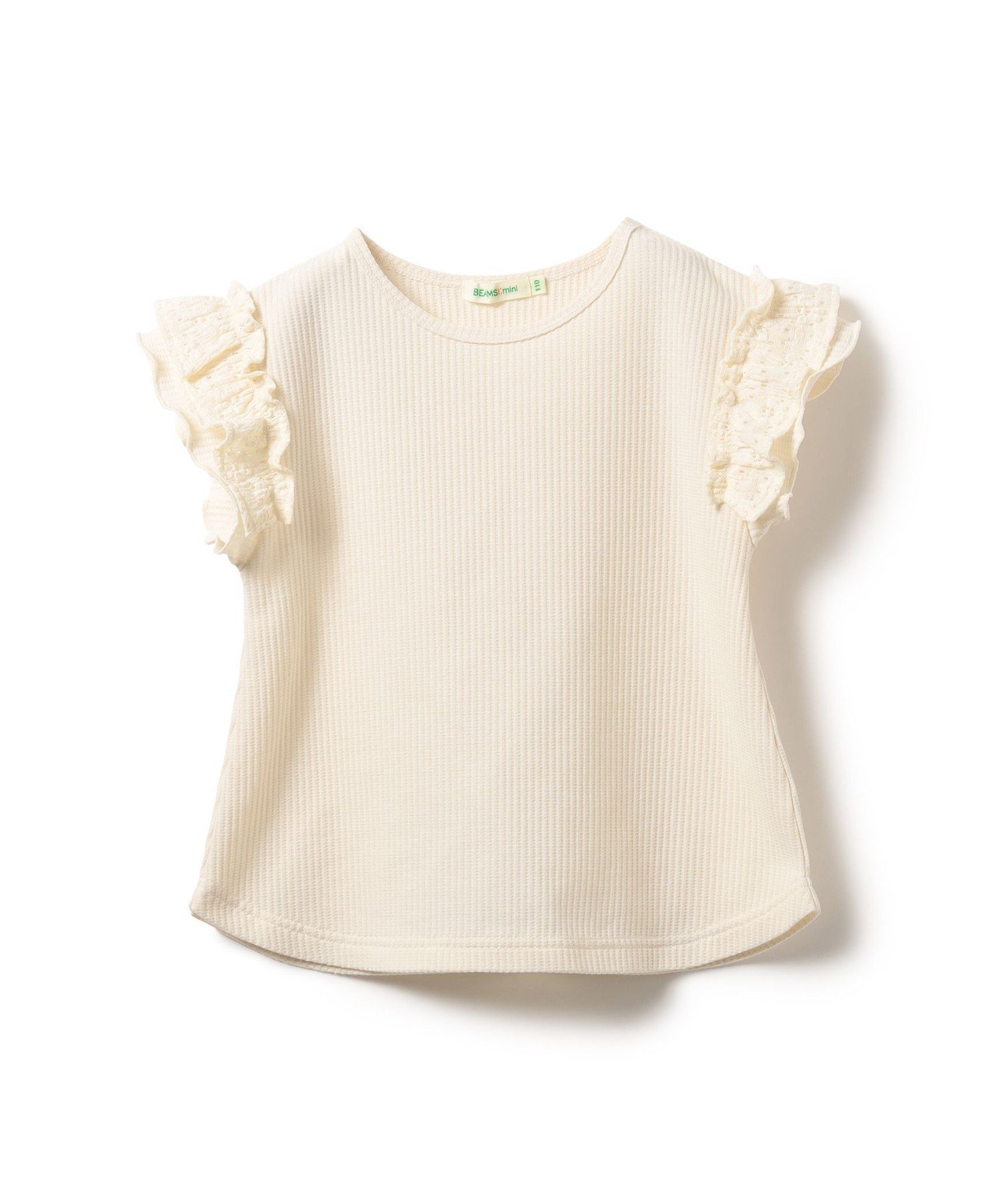 【ビームス/BEAMS / KIDS】のフラワー フリル プルオーバー(90~150cm) インテリア・キッズ・メンズ・レディースファッション・服の通販 founy(ファニー) 　ファッション　Fashion　キッズファッション　Fashion for Kids　トップス・カットソー　Cut & Sew Tops　おすすめ　Recommended / Our Picks　サロペット　Overalls, Salopette　フラワー　Flower, Floral　フリル　Frill, Ruffle　レース　Lace, Lace Fabric　ワッフル　Waffle, Waffle Knit　IVORY|ID: prp329100004525288 ipo3291000000033493600