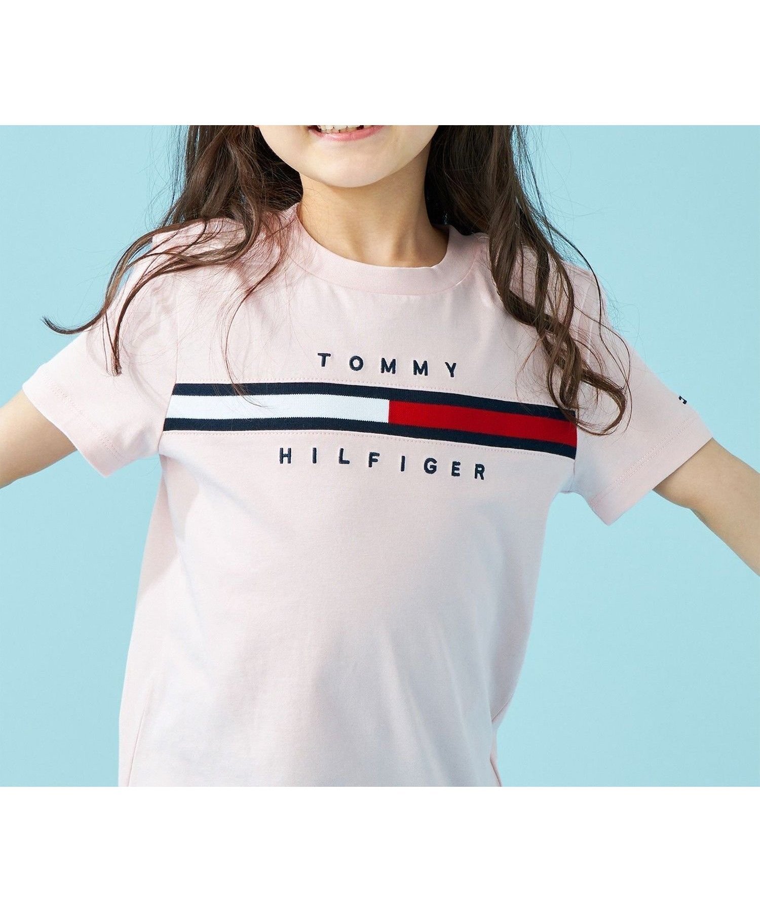 【トミーヒルフィガー/TOMMY HILFIGER / KIDS】のフラッグリブインサートTシャツ インテリア・キッズ・メンズ・レディースファッション・服の通販 founy(ファニー) 　ファッション　Fashion　キッズファッション　Fashion for Kids　アメリカン　American Style　クラシック　Classic, Timeless Style　シンプル　Simple, Minimal　デニム　Denim, Jeans Material　人気　Popular, Best Seller　プリント　Print, Printed Pattern　モダン　Modern, Contemporary　ロング　Long, Long-Length　おすすめ　Recommended / Our Picks　夏　Summer　ゴルフ　Golf　ピンクTJQ|ID: prp329100004525336 ipo3291000000032740834