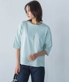 【ロートレ アモン/LAUTRE AMONT】の5分袖Tシャツライクニット≪手洗い可能≫ 人気、トレンドファッション・服の通販 founy(ファニー) ファッション Fashion レディースファッション WOMEN トップス・カットソー Tops/Tshirt ニット Knit Tops シャツ/ブラウス Shirts/Blouses ロング / Tシャツ T-Shirts ストレッチ Stretch エレガント 上品 Elegant thumbnail グリーン|ID: prp329100004525373 ipo3291000000032007202