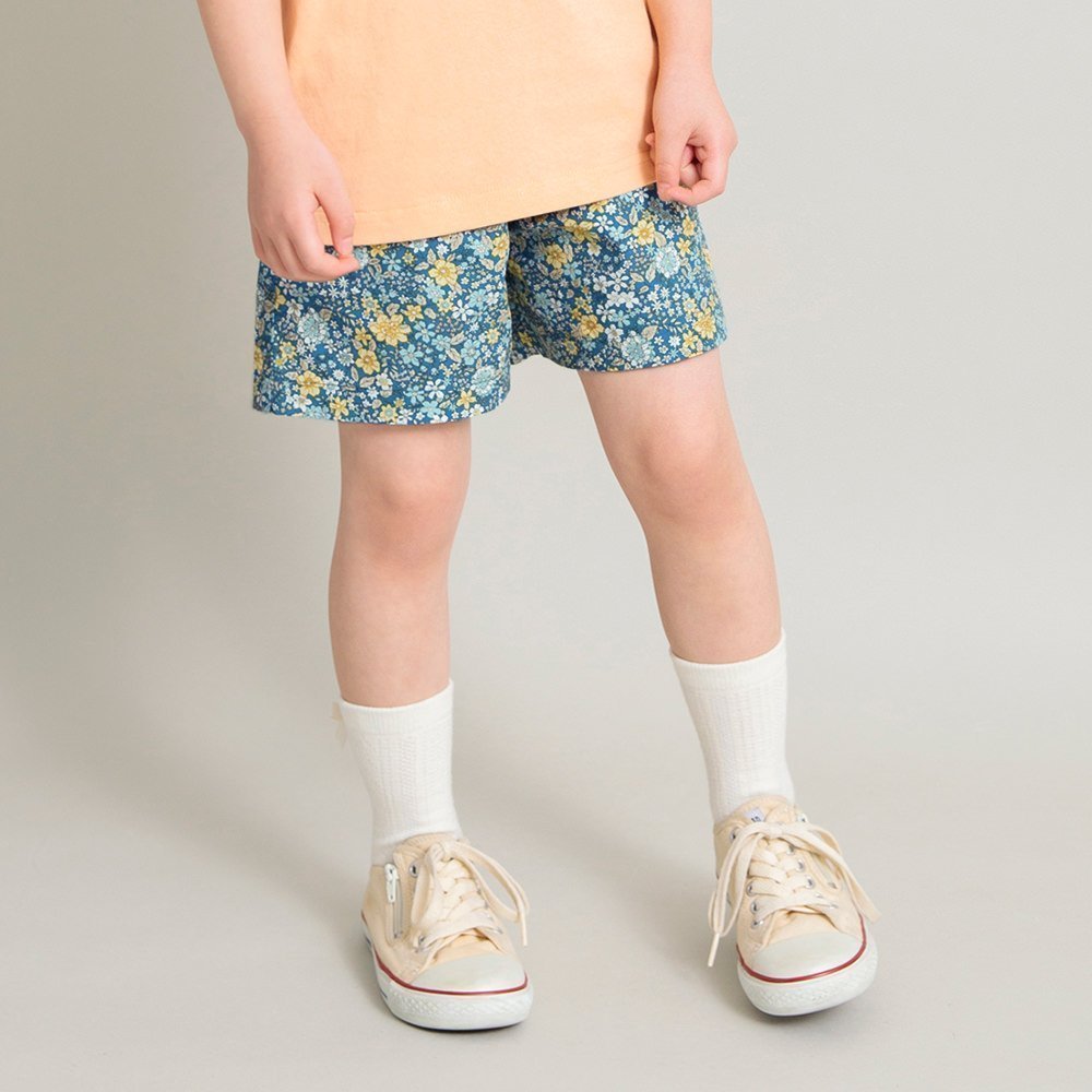 【ブランシェス/branshes / KIDS】の【WEB限定/DRC】ウエストリボンショートパンツ インテリア・キッズ・メンズ・レディースファッション・服の通販 founy(ファニー) 　ファッション　Fashion　キッズファッション　KIDS　ボトムス　Bottoms/Kids　ツイル　Twill　デニム　Denim　ポケット　Pocket　無地　Plain Color　リボン　Ribbon　プチプライス・低価格　Affordable　おすすめ　Recommend　92:花柄ブルー|ID: prp329100004525393 ipo3291000000032007292