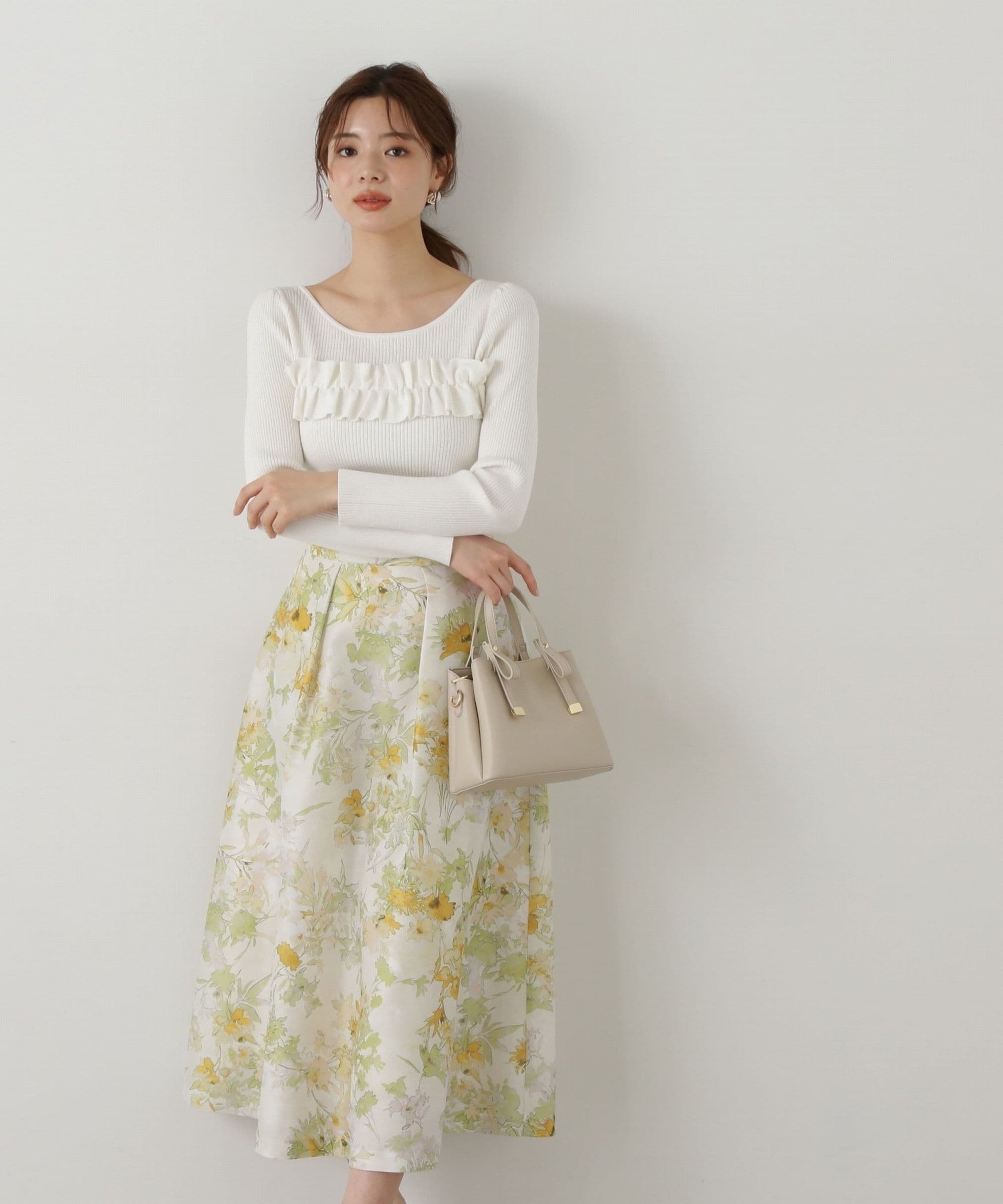 【プロポーション ボディドレッシング/PROPORTION BODY DRESSING】のオーガンシアーフラワースカート インテリア・キッズ・メンズ・レディースファッション・服の通販 founy(ファニー) 　ファッション　Fashion　レディースファッション　WOMEN　スカート　Skirt　フラワー　Flower　プリント　Print　春　Spring　イエロー|ID: prp329100004525417 ipo3291000000032007395