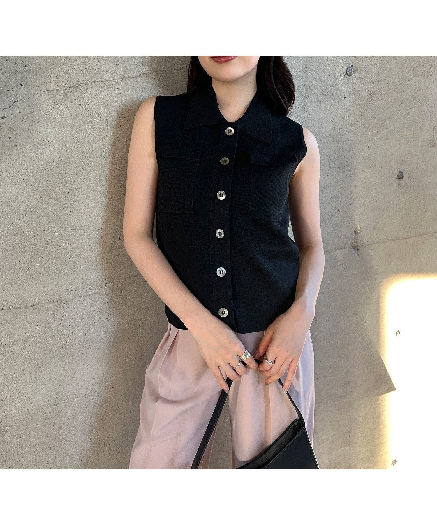 【アニュアンス/anuans】のハイゲージダブルポケットニットトップス インテリア・キッズ・メンズ・レディースファッション・服の通販 founy(ファニー) 　ファッション　Fashion　レディースファッション　WOMEN　トップス・カットソー　Tops/Tshirt　ニット　Knit Tops　シンプル　Simple　フロント　Front　エレガント 上品　Elegant　BLACK|ID: prp329100004525427 ipo3291000000032007444