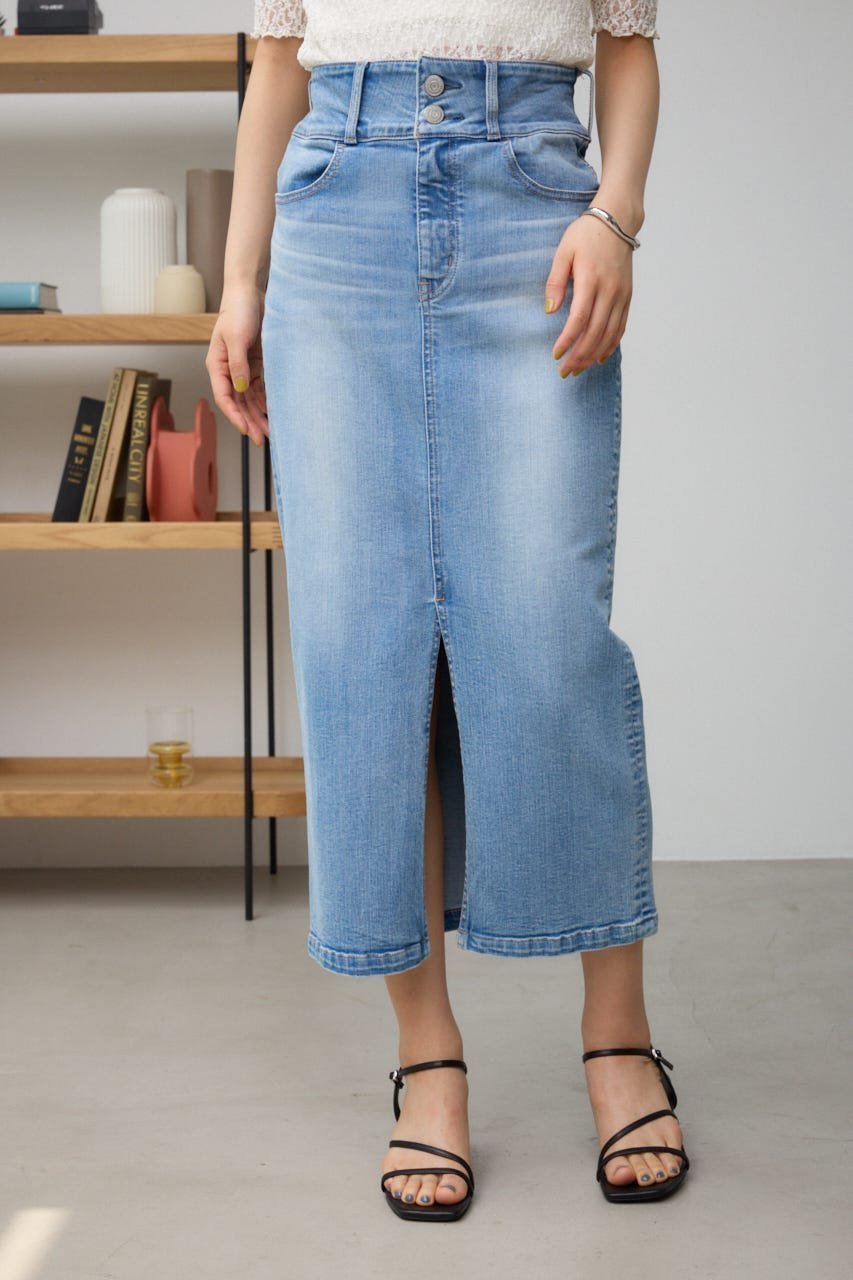 【アズール バイ マウジー/AZUL by moussy】のAZUL DENIM ハイウエストスカート インテリア・キッズ・メンズ・レディースファッション・服の通販 founy(ファニー) 　ファッション　Fashion　レディースファッション　Ladies' Fashion Online　スカート　Skirt　おすすめ　Recommend　ストレッチ　Stretch　スリット　Slit　L/BLU1|ID: prp329100004525466 ipo3291000000032623314