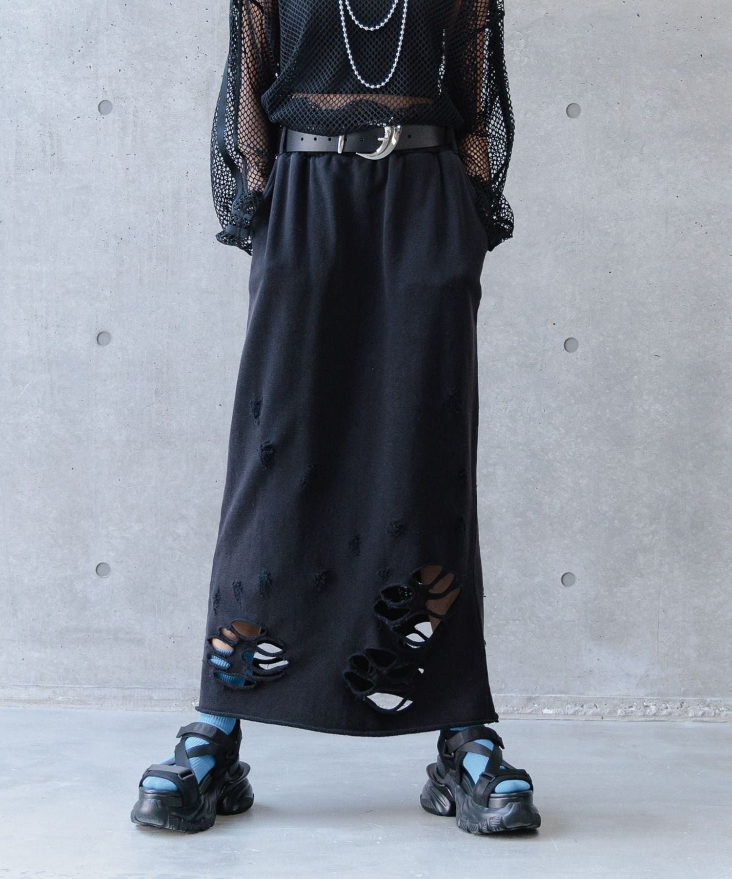 【ページボーイ/PAGEBOY】のダメージウラケナロースカート インテリア・キッズ・メンズ・レディースファッション・服の通販 founy(ファニー) 　ファッション　Fashion　レディースファッション　WOMEN　スカート　Skirt　ストレッチ　Stretch　ダメージ　Damage　ポケット　Pocket　ミックス　Mix　ランダム　Random　ブラック09|ID: prp329100004525477 ipo3291000000032007675