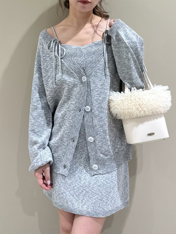 【リリーブラウン/Lily Brown】の3ピースニットセットアップ インテリア・キッズ・メンズ・レディースファッション・服の通販 founy(ファニー) 　ファッション　Fashion　レディースファッション　WOMEN　トップス・カットソー　Tops/Tshirt　ニット　Knit Tops　カーディガン　Cardigan　セットアップ　Set Up　メランジ　Melange　ラベンダー　Lavender　エレガント 上品　Elegant　人気　Popularity　台形　Trapezoid　GRY[006]|ID: prp329100004525489 ipo3291000000032007728