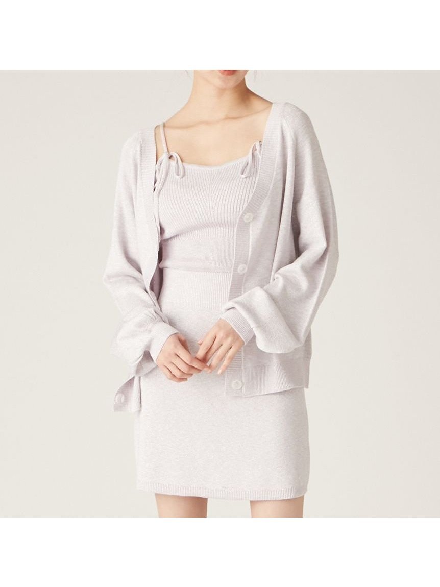 【リリーブラウン/Lily Brown】の3ピースニットセットアップ インテリア・キッズ・メンズ・レディースファッション・服の通販 founy(ファニー) 　ファッション　Fashion　レディースファッション　WOMEN　トップス・カットソー　Tops/Tshirt　ニット　Knit Tops　カーディガン　Cardigan　セットアップ　Set Up　メランジ　Melange　ラベンダー　Lavender　エレガント 上品　Elegant　人気　Popularity　台形　Trapezoid　LAV[071]|ID: prp329100004525489 ipo3291000000032007729
