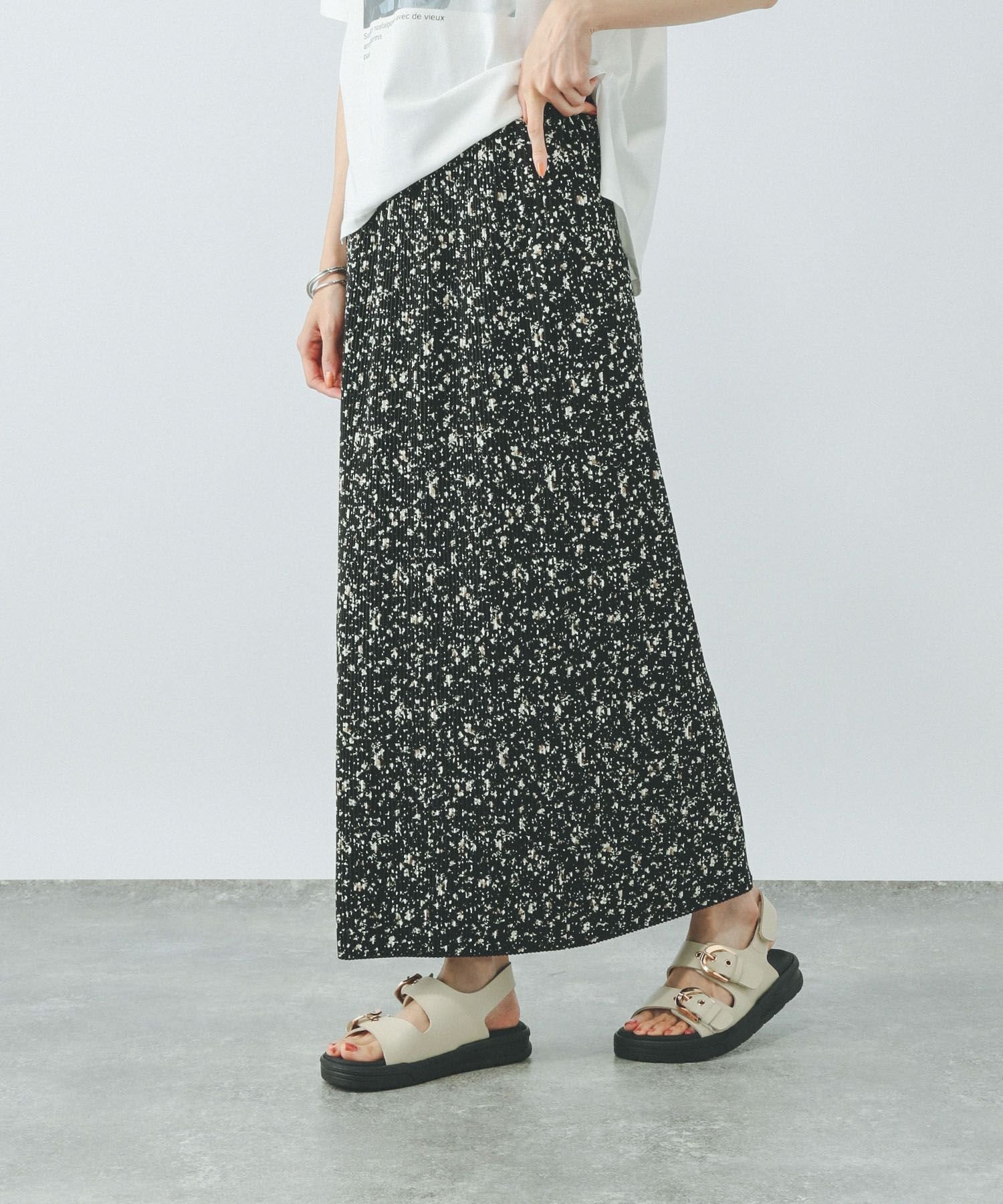 【グローバルワーク/GLOBAL WORK】の細プリーツIラインスカート/253426 インテリア・キッズ・メンズ・レディースファッション・服の通販 founy(ファニー) 　ファッション　Fashion　レディースファッション　Fashion for Women　スカート　Skirts　コンパクト　Compact, Small Size　ジャケット　Jacket, Outerwear　プリーツ　Pleats, Pleated　楽ちん　Easy Fit, Comfortable　ブラック柄10|ID: prp329100004525509 ipo3291000000032291787