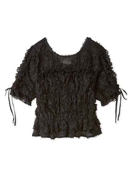【スナイデル/SNIDEL】のカットレースシャーリングブラウス インテリア・キッズ・メンズ・レディースファッション・服の通販 founy(ファニー) 　ファッション　Fashion　レディースファッション　Fashion for Women　トップス・カットソー　Cut & Sew Tops　シャツ・ブラウス・オフィスカジュアル　Elegant Blouses & Button-Ups　シャーリング　Shirring, Ruched　スウィート　Sweet, Cute Style　チュール　Tulip, Tulip Motif　デコルテ　Décolleté, Neckline　フィット　Fit, Slim Fit　フラワー　Flower, Floral　モチーフ　Motif, Design Theme　レース　Lace, Lace Fabric　ロマンティック　Romantic, Feminine Style　ワンポイント　One Point, Statement Accent　エレガント 上品　Elegant　今季　This Season, Current Season　春　Spring　CGRY[007]|ID: prp329100004525511 ipo3291000000032714639