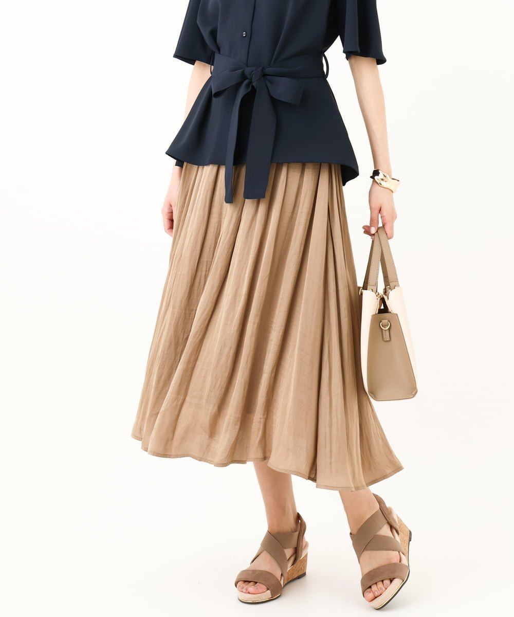 【アー ヴェー ヴェー/a.v.v】のサテンタックフレアスカート インテリア・キッズ・メンズ・レディースファッション・服の通販 founy(ファニー) 　ファッション　Fashion　レディースファッション　WOMEN　スカート　Skirt　Aライン/フレアスカート　Flared A-Line Skirts　ギャザー　Gather　コンパクト　Compact　今季　This Season　スカンツ　Skantz　トレンド　Trend　ドレープ　Drape　定番　Standard　人気　Popularity　フレア　Flare　再入荷　Restock/Back In Stock/Re Arrival　おすすめ　Recommend　夏　Summer　旅行　Travel　ベージュ|ID: prp329100004525599 ipo3291000000032203544