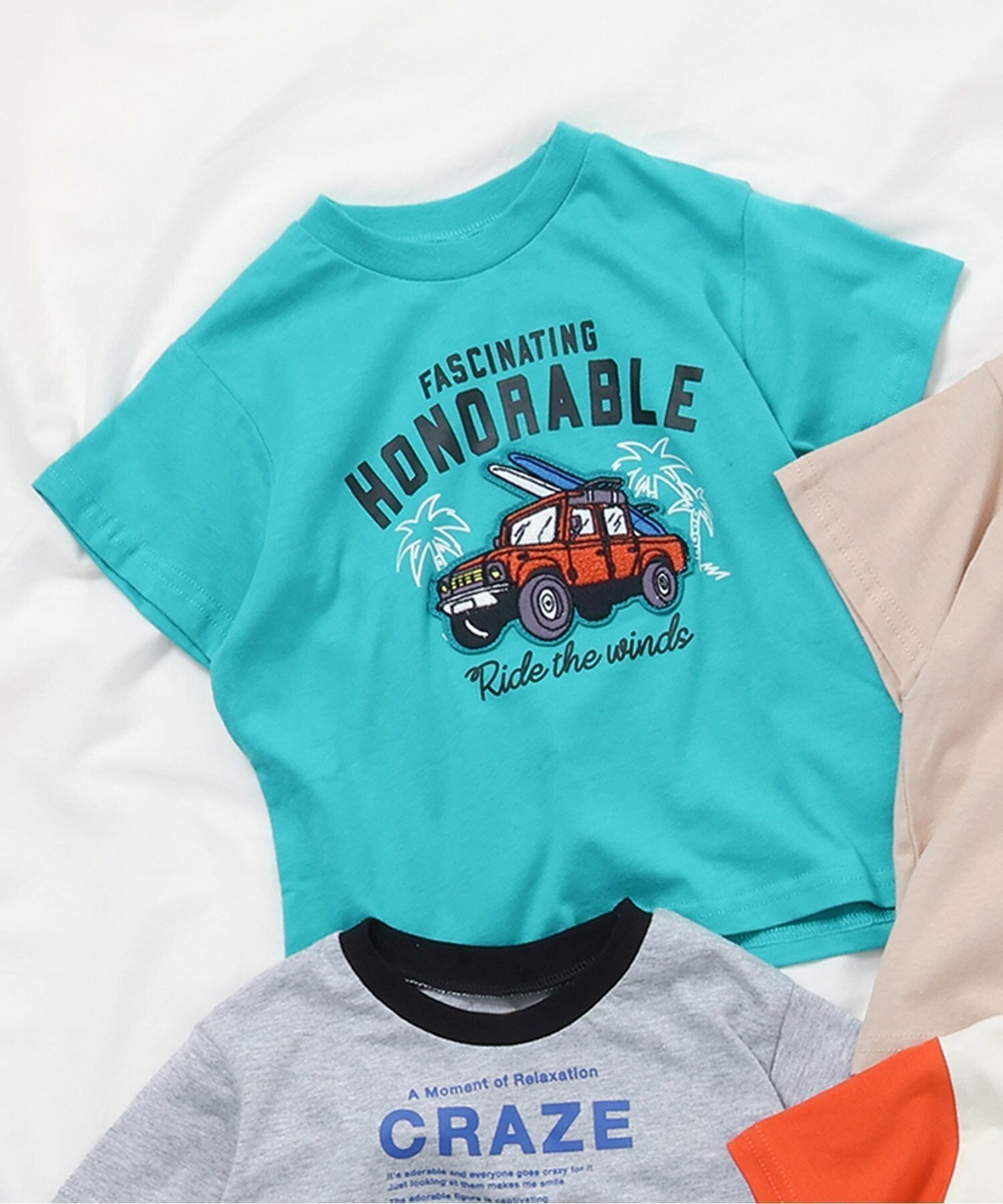 【その他のブランド/Other】の8柄バラエティモチーフTシャツ インテリア・キッズ・メンズ・レディースファッション・服の通販 founy(ファニー) 　ファッション　Fashion　キッズファッション　KIDS　おすすめ　Recommend　モチーフ　Motif　リボン　Ribbon　グリーン|ID: prp329100004525607 ipo3291000000032069688