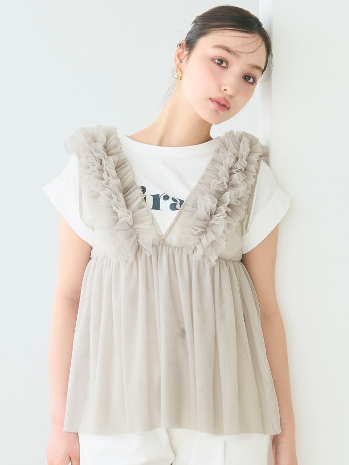 【コカ/COCA】のチュールVネックトップス インテリア・キッズ・メンズ・レディースファッション・服の通販 founy(ファニー) https://founy.com/ ファッション Fashion レディースファッション WOMEN トップス・カットソー Tops/Tshirt Vネック V-Neck インナー Inner ギャザー Gather シアー Sheer タイトスカート Tight Skirt チュール Tulle フェミニン Feminine フリル Frills プリント Print ポケット Pocket おすすめ Recommend |ID: prp329100004525626 ipo3291000000032059692