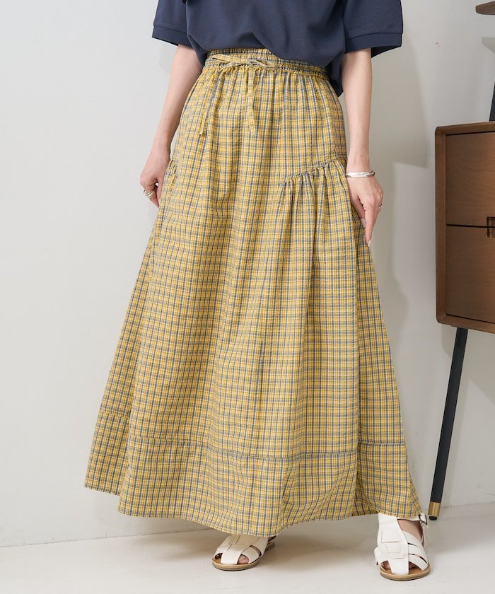 【フリークスストア/FREAK'S STORE】のカラーチェック ボリュームスカート 24SS インテリア・キッズ・メンズ・レディースファッション・服の通販 founy(ファニー) 　ファッション　Fashion　レディースファッション　WOMEN　スカート　Skirt　2024年　2024　2024春夏・S/S　Ss,Spring/Summer,2024　おすすめ　Recommend　カットソー　Cut And Sew　ギャザー　Gather　サンダル　Sandals　シンプル　Simple　タンク　Tank　チェック　Check　フレア　Flare　フロント　Front　今季　This Season　夏　Summer　春　Spring　S/S・春夏　Ss・Spring/Summer　無地　Plain Color　イエロー|ID: prp329100004525629 ipo3291000000032403896