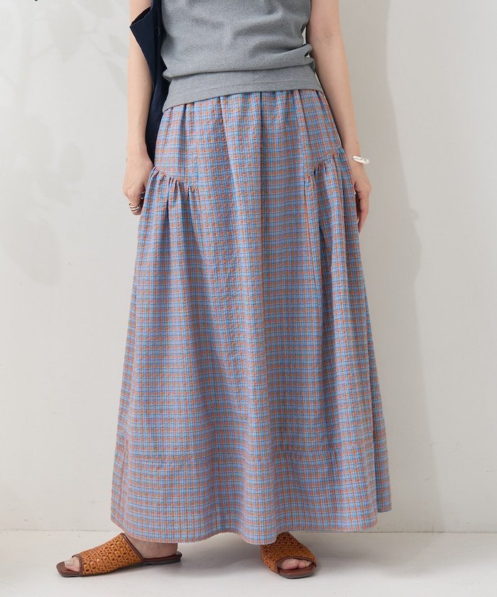 【フリークスストア/FREAK'S STORE】のカラーチェック ボリュームスカート 24SS インテリア・キッズ・メンズ・レディースファッション・服の通販 founy(ファニー) 　ファッション　Fashion　レディースファッション　WOMEN　スカート　Skirt　2024年　2024　2024春夏・S/S　Ss,Spring/Summer,2024　おすすめ　Recommend　カットソー　Cut And Sew　ギャザー　Gather　サンダル　Sandals　シンプル　Simple　タンク　Tank　チェック　Check　フレア　Flare　フロント　Front　今季　This Season　夏　Summer　春　Spring　S/S・春夏　Ss・Spring/Summer　無地　Plain Color　ブルー|ID: prp329100004525629 ipo3291000000032403898