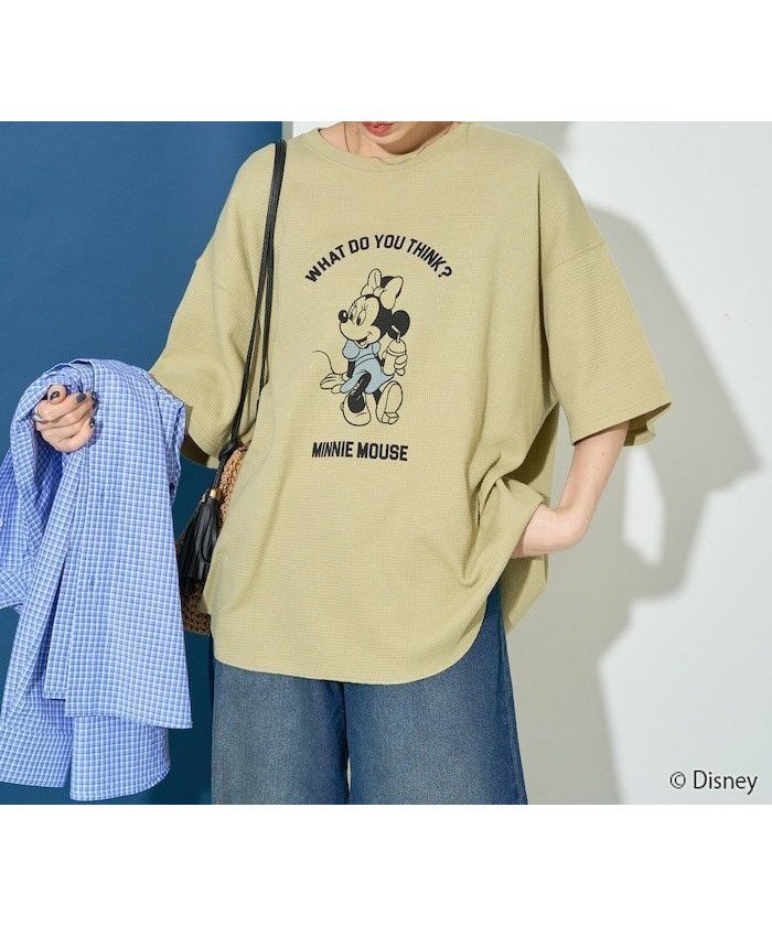 【フリークスストア/FREAK'S STORE】の別注/別注/Mickey Mouse Minnie Mouse/ミッキーマウス ミニーマウス ワッフル プリント 半袖 Tシャツ【限定展開】 25SS インテリア・キッズ・メンズ・レディースファッション・服の通販 founy(ファニー) 　ファッション　Fashion　レディースファッション　WOMEN　トップス・カットソー　Tops/Tshirt　シャツ/ブラウス　Shirts/Blouses　ロング / Tシャツ　T-Shirts　2025年　2025　2025春夏・S/S　Ss,Spring/Summer,2025　キャラクター　Character　ショルダー　Shoulder　スペシャル　Special　ドロップ　Drop　ビッグ　Big　プリント　Print　ワッフル　Waffle　別注　Special Order　半袖　Short Sleeve　夏　Summer　S/S・春夏　Ss・Spring/Summer　ライトイエロー(Minnie)|ID: prp329100004525646 ipo3291000000032081022