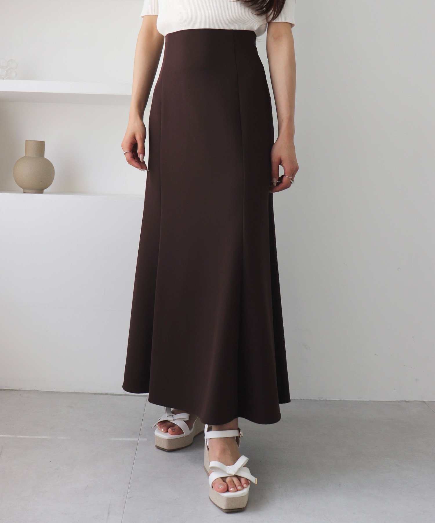 【イング/INGNI】の【WEB限定】バックレースアップマーメイドスカート インテリア・キッズ・メンズ・レディースファッション・服の通販 founy(ファニー) 　ファッション　Fashion　レディースファッション　Fashion for Women　スカート　Skirts　シンプル　Simple, Minimal　チェック　Check, Plaid, Tartan　フィット　Fit, Slim Fit　レース　Lace, Lace Fabric　ロング　Long, Long-Length　無地　Plain, Solid Color　ブラウン|ID: prp329100004525663 ipo3291000000033454910