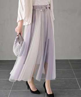 【アールピーエス/rps】のウエストリボンチュール配色ロングスカート 人気、トレンドファッション・服の通販 founy(ファニー) ファッション Fashion レディースファッション WOMEN スカート Skirt ロングスカート Long Skirt エアリー Airy チュール Tulle フロント Front ポケット Pocket リボン Ribbon ロング Long |ID:prp329100004525760