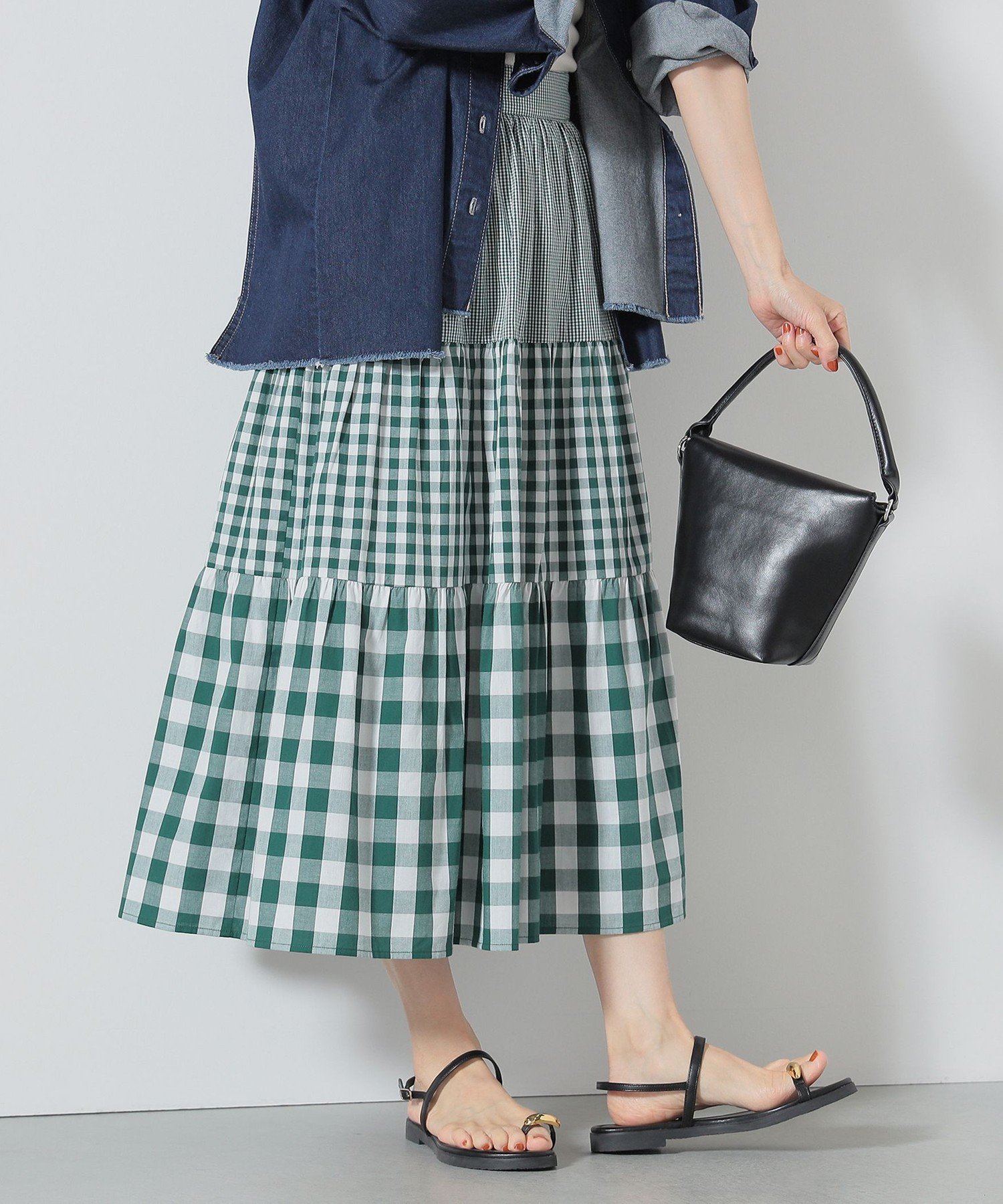 【その他のブランド/Other】のギンガムチェック ティアードスカート 人気、トレンドファッション・服の通販 founy(ファニー) 　ファッション　Fashion　レディースファッション　WOMEN　スカート　Skirt　ティアードスカート　Tiered Skirts　ウェーブ　Wave　くるぶし　Ankle　ギンガム　Gingham　シンプル　Simple　チェック　Check　ティアードスカート　Tiered Skirt　バランス　Balance　フェミニン　Feminine　ロング　Long　 other-1|ID: prp329100004525765 ipo3291000000032008884