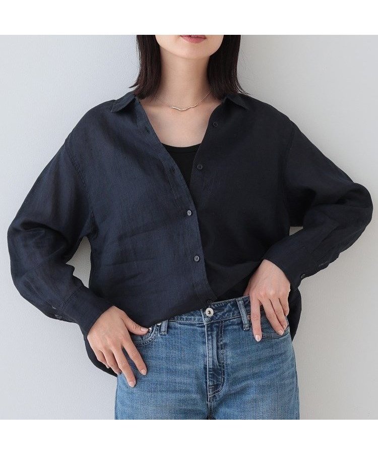 【インディヴィ/INDIVI】の【毎年人気!/フレンチリネン】ベーシックシャツ インテリア・キッズ・メンズ・レディースファッション・服の通販 founy(ファニー) 　ファッション　Fashion　レディースファッション　WOMEN　トップス・カットソー　Tops/Tshirt　シャツ/ブラウス　Shirts/Blouses　コンパクト　Compact　ストライプ　Stripe　デニム　Denim　人気　Popularity　バランス　Balance　パターン　Pattern　フレンチ　French　ブライト　Bright　ベーシック　Basic　ボトム　Bottom　羽織　Haori　リネン　Linen　夏　Summer　ネイビー|ID: prp329100004525783 ipo3291000000032008968